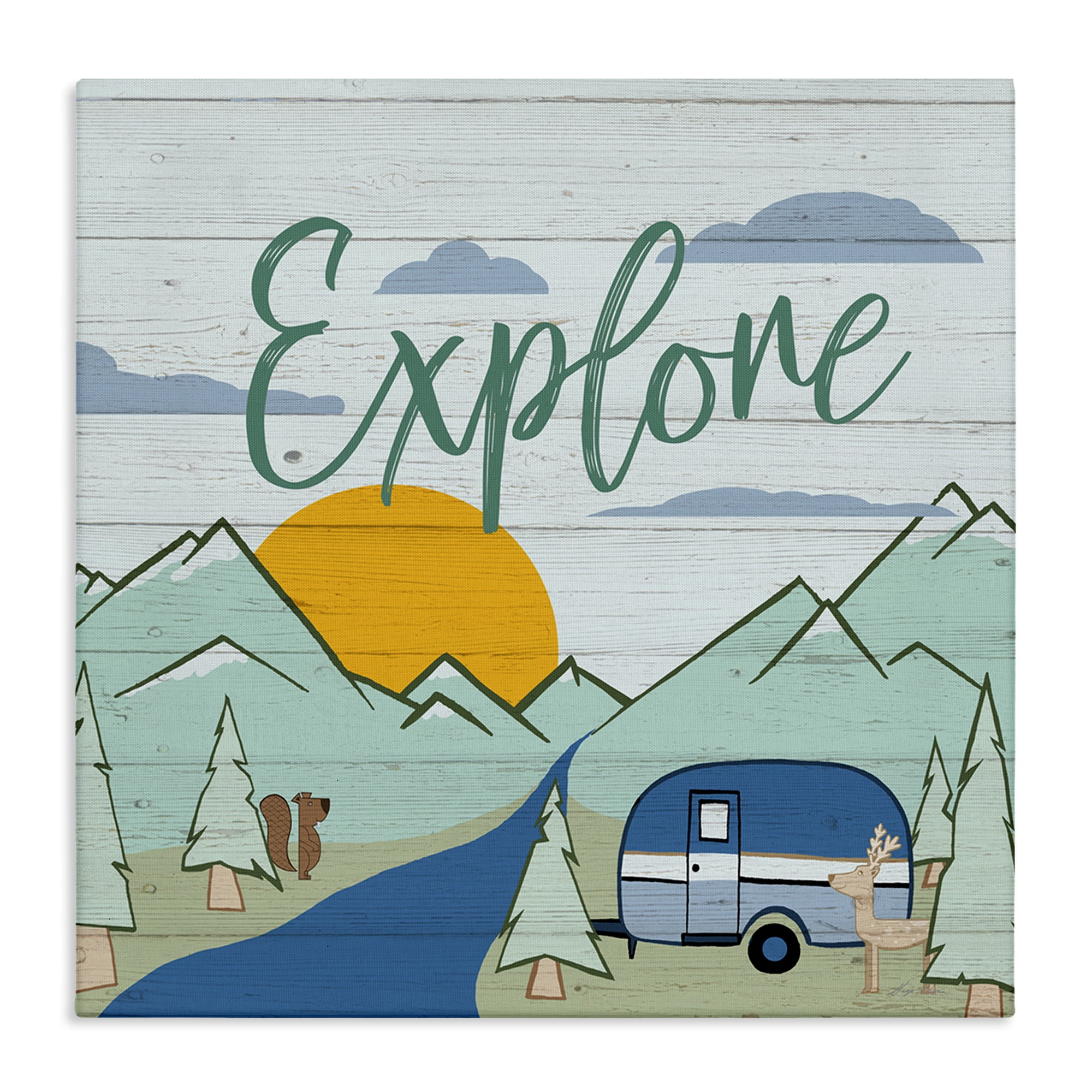 Stupell Industries Explore Rustic Adventure Landscape & Nature Painting Wrapped Canvas Art Print Wall Art, 17 x 17