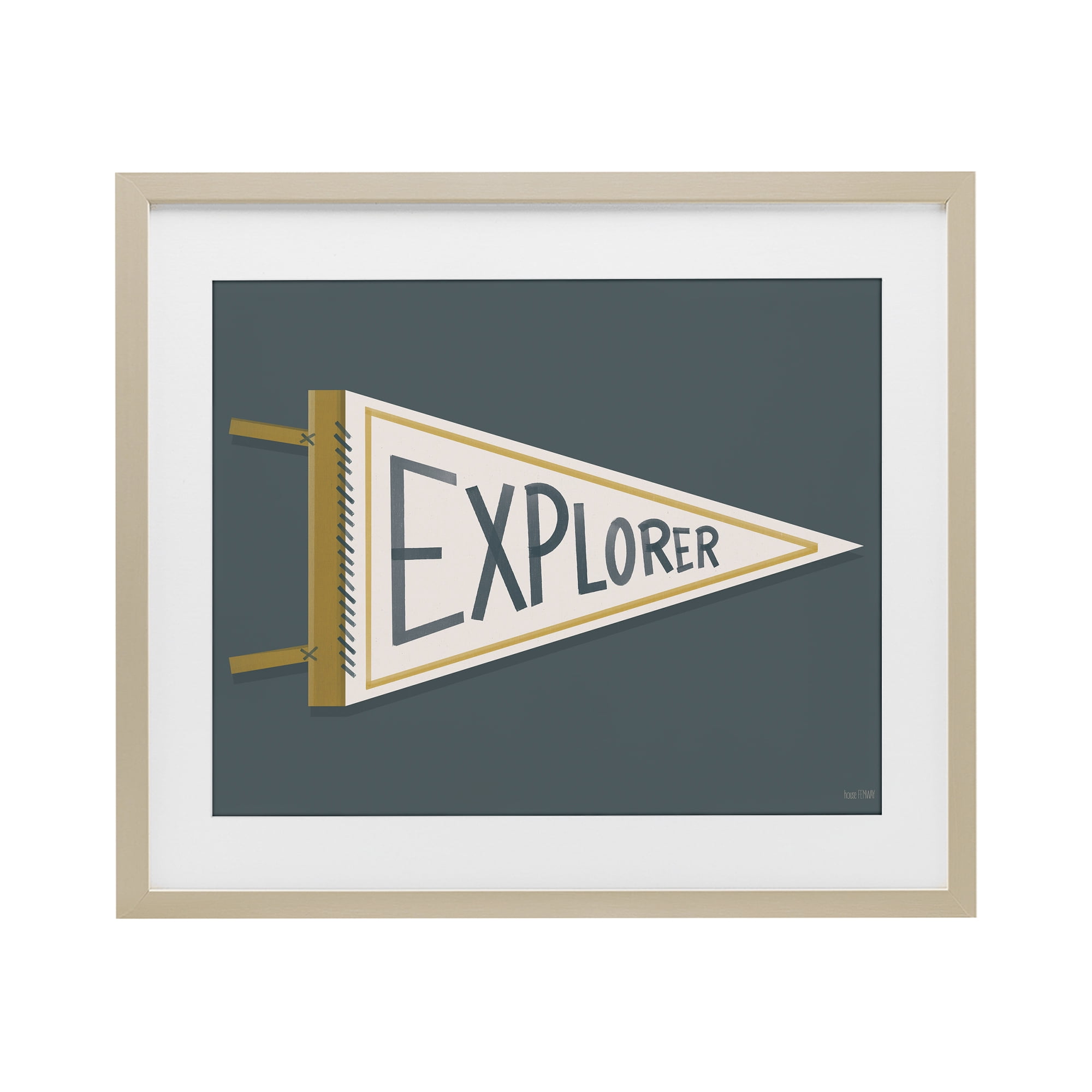 Stupell Industries Explorer Retro Pennant Birch Framed Print Under Glass, design by House Fenway