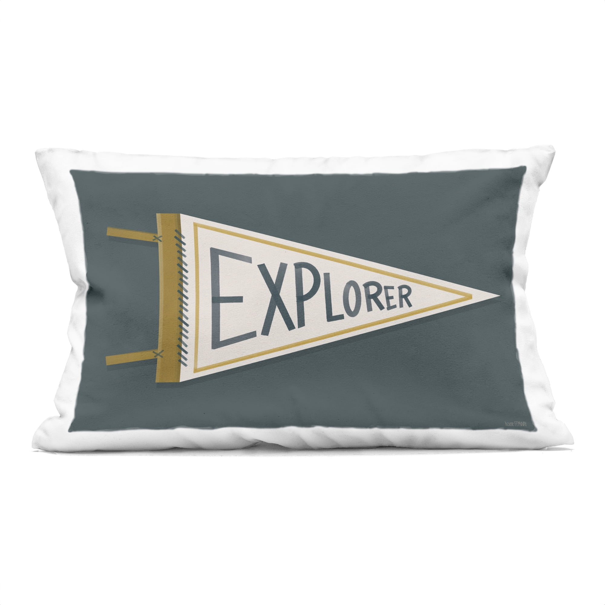 Stupell Industries Explorer Retro Pennant Decorative Printed Throw Pillow, design by House Fenway, 14 x 7 x 20