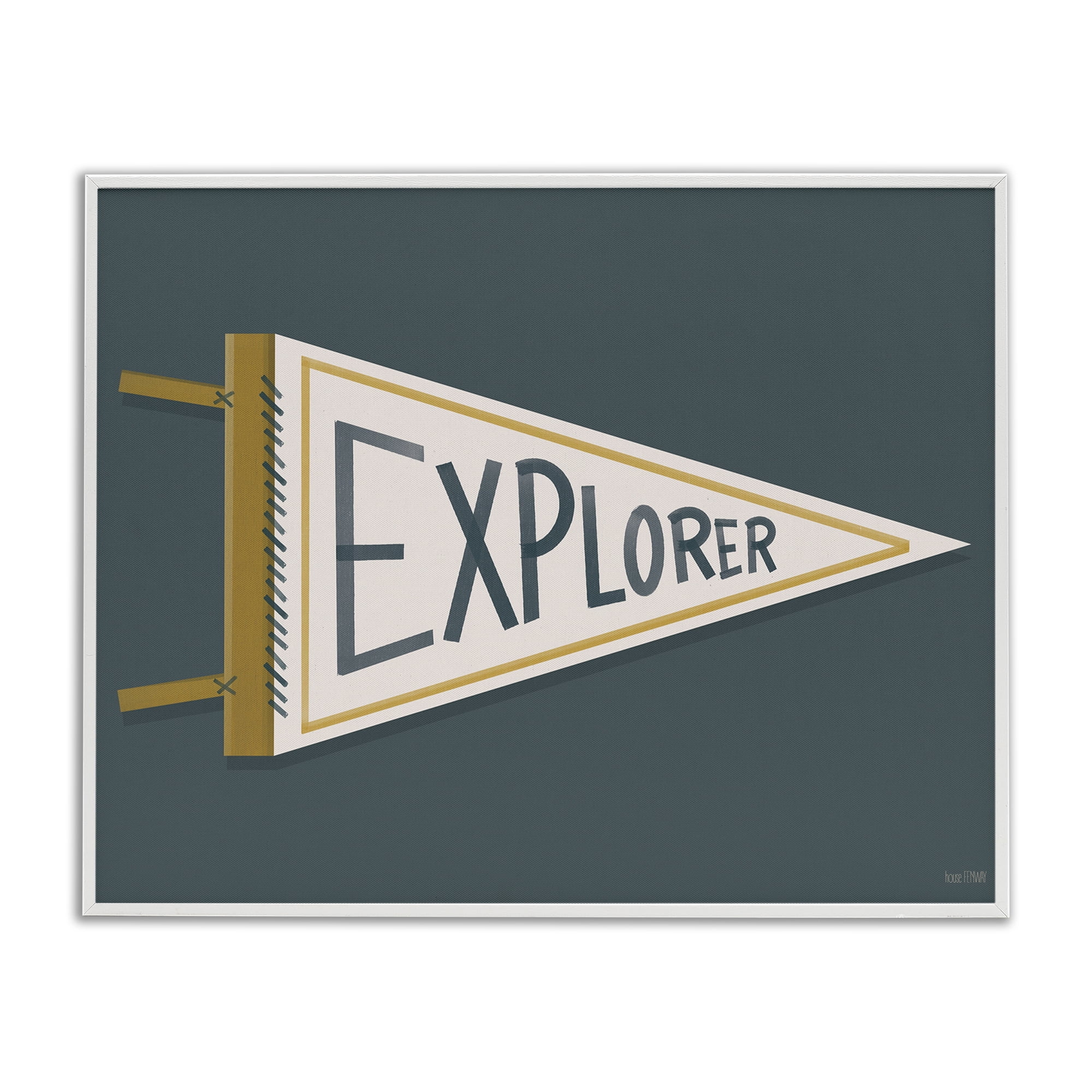 Stupell Industries Explorer Retro Pennant White Framed Giclee Art, design by House Fenway
