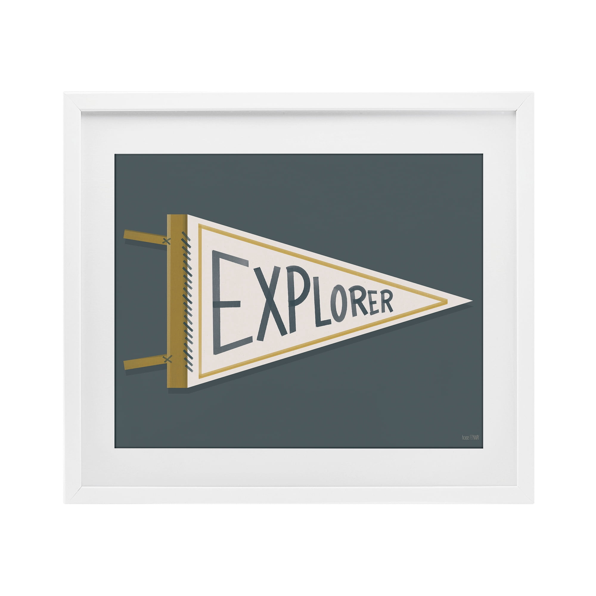 Stupell Industries Explorer Retro Pennant White Framed Print Under Glass, design by House Fenway