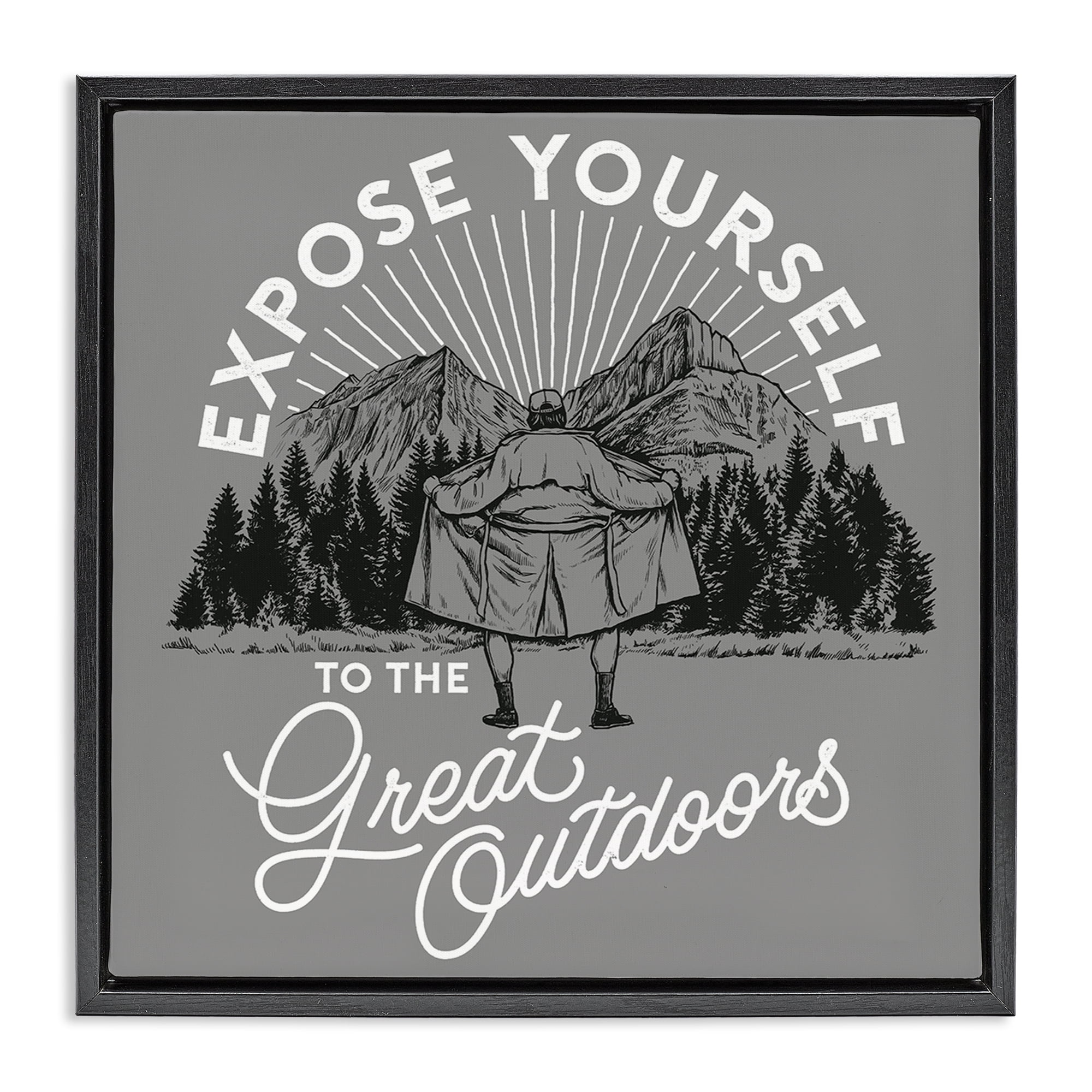 Stupell Industries Expose Yourself Funny Novelty Painting Black Floater Framed Art Print Wall Art, 25 x 25