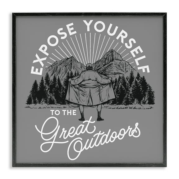Stupell Industries Expose Yourself Funny Novelty Painting Black Framed Art Print Wall Art, 12 x 12