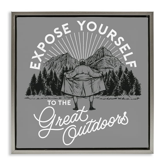 Stupell Industries Expose Yourself Funny Novelty Painting Gray Floater Framed Art Print Wall Art, 18 x 18