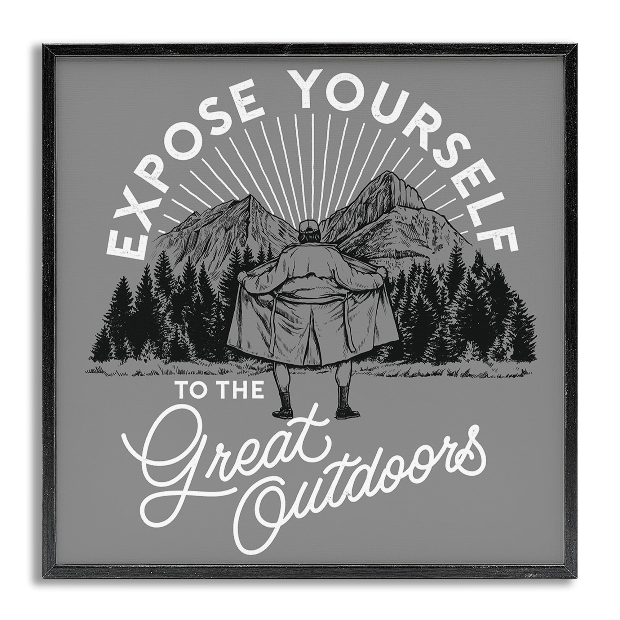 Stupell Industries Expose Yourself Funny Novelty Painting Gray Framed Art Print Wall Art, 12 x 12