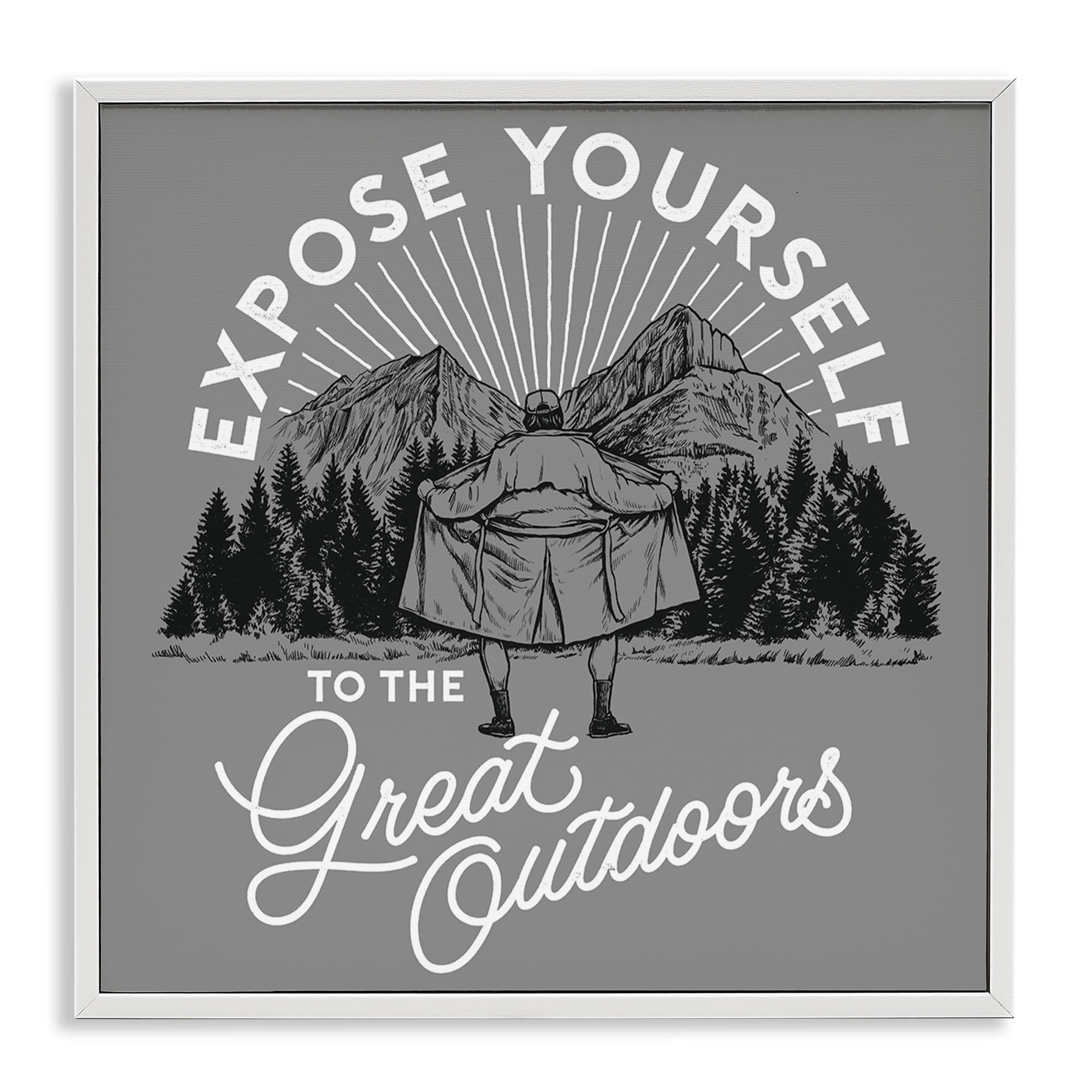 Stupell Industries Expose Yourself Funny Novelty Painting White Framed Art Print Wall Art, 24 x 24