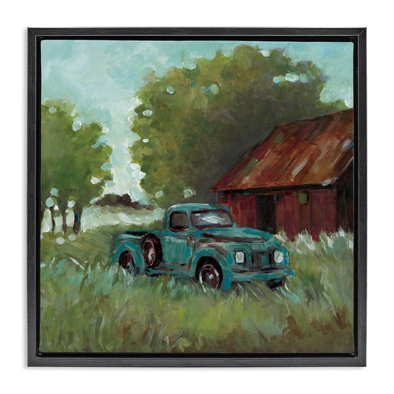 Stupell Industries Expressionist Blue Truck Black Framed Floater Canvas Wall Art design by Wani Pasion, 18 x 18