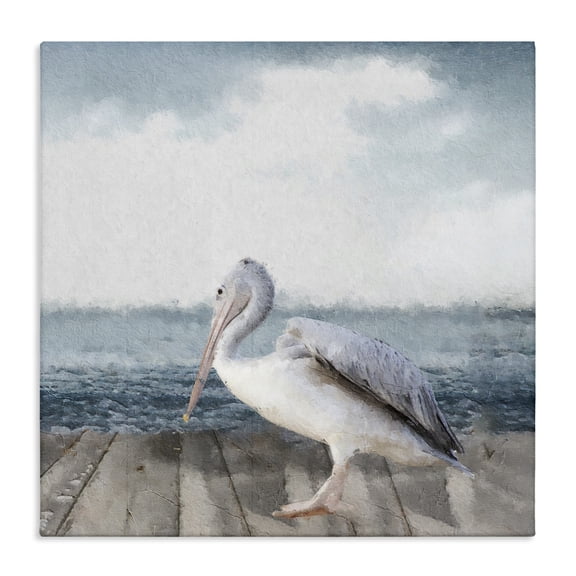 Stupell Industries Expressionist Pelican on Dock Canvas Wall Art design by Sophie 6, 17 x 17