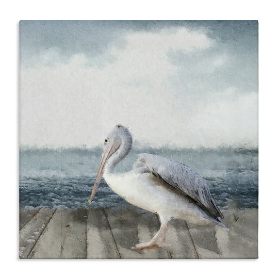 Stupell Industries Expressionist Pelican on Dock Canvas Wall Art design by Sophie 6, 30 x 30
