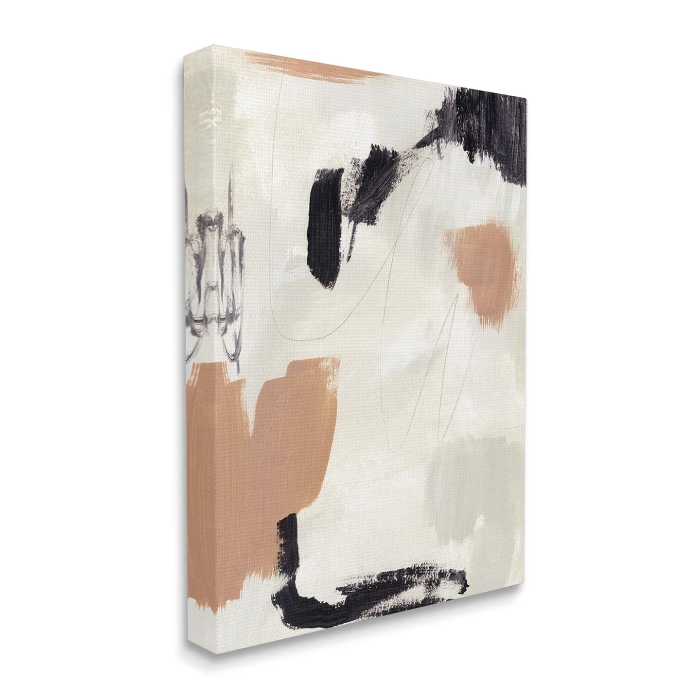 Stupell Industries Expressive Abstract Composition Neutral Beige Black Canvas Wall Art, 16 x 20, Design by Victoria Barnes