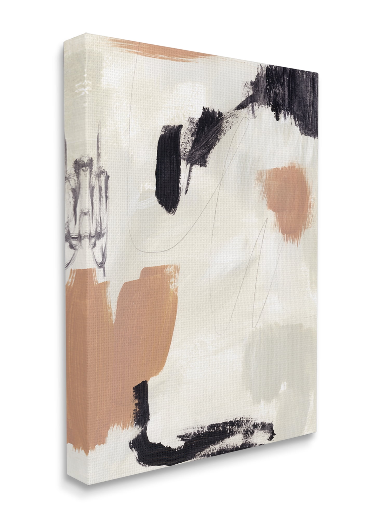 Stupell Industries Expressive Abstract Composition Neutral Beige Black Canvas Wall Art, 24 x 30, Design by Victoria Barnes