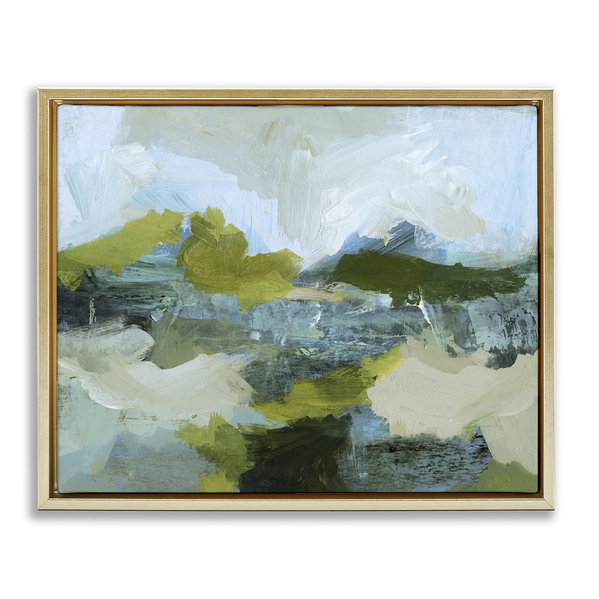 Stupell Industries Expressive Abstract Scenery Abstract Painting Gold Floater Framed Canvas Art Print Wall Art, 21 x 17