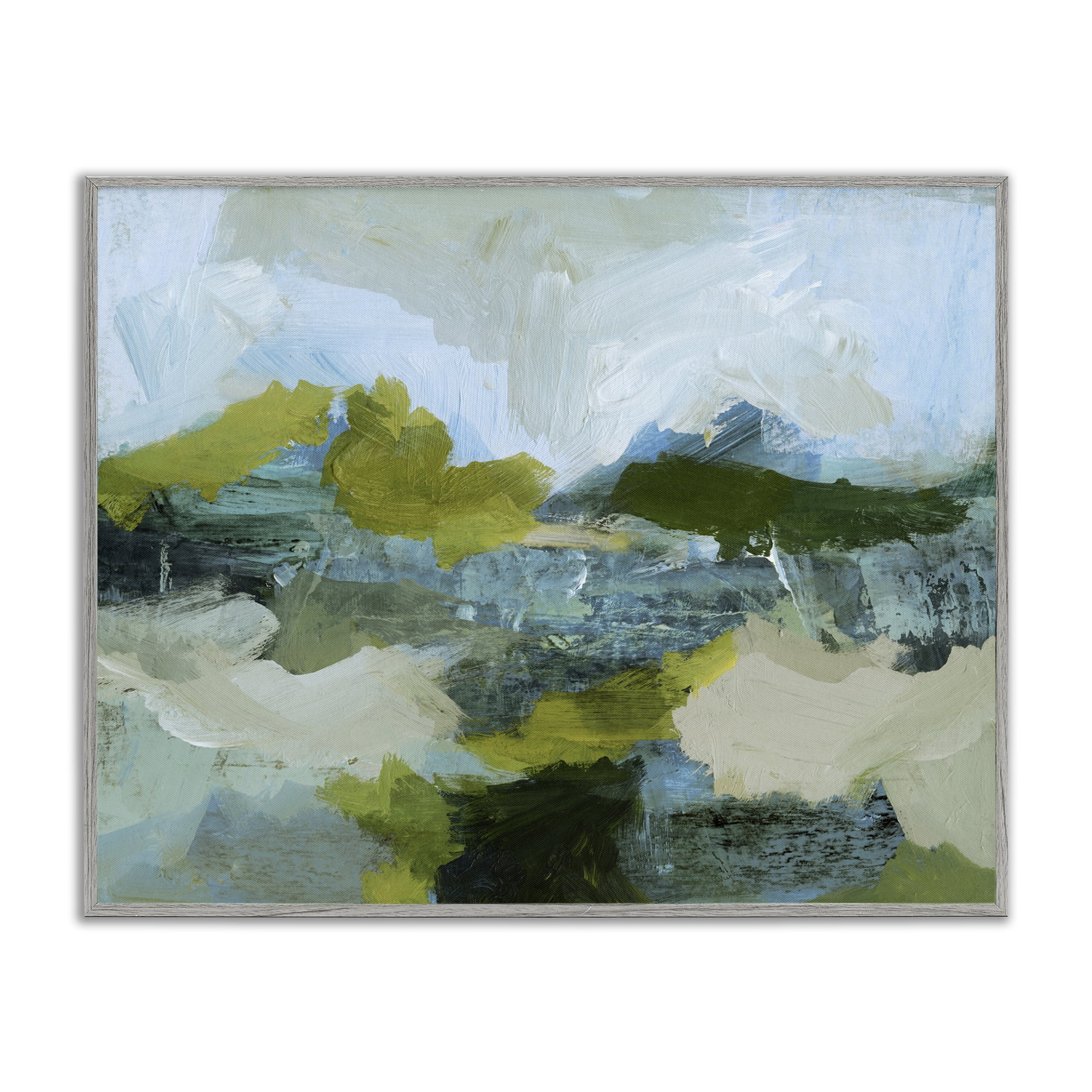 Stupell Industries Expressive Abstract Scenery Abstract Painting Gray Framed Art Print Wall Art, 20 x 16