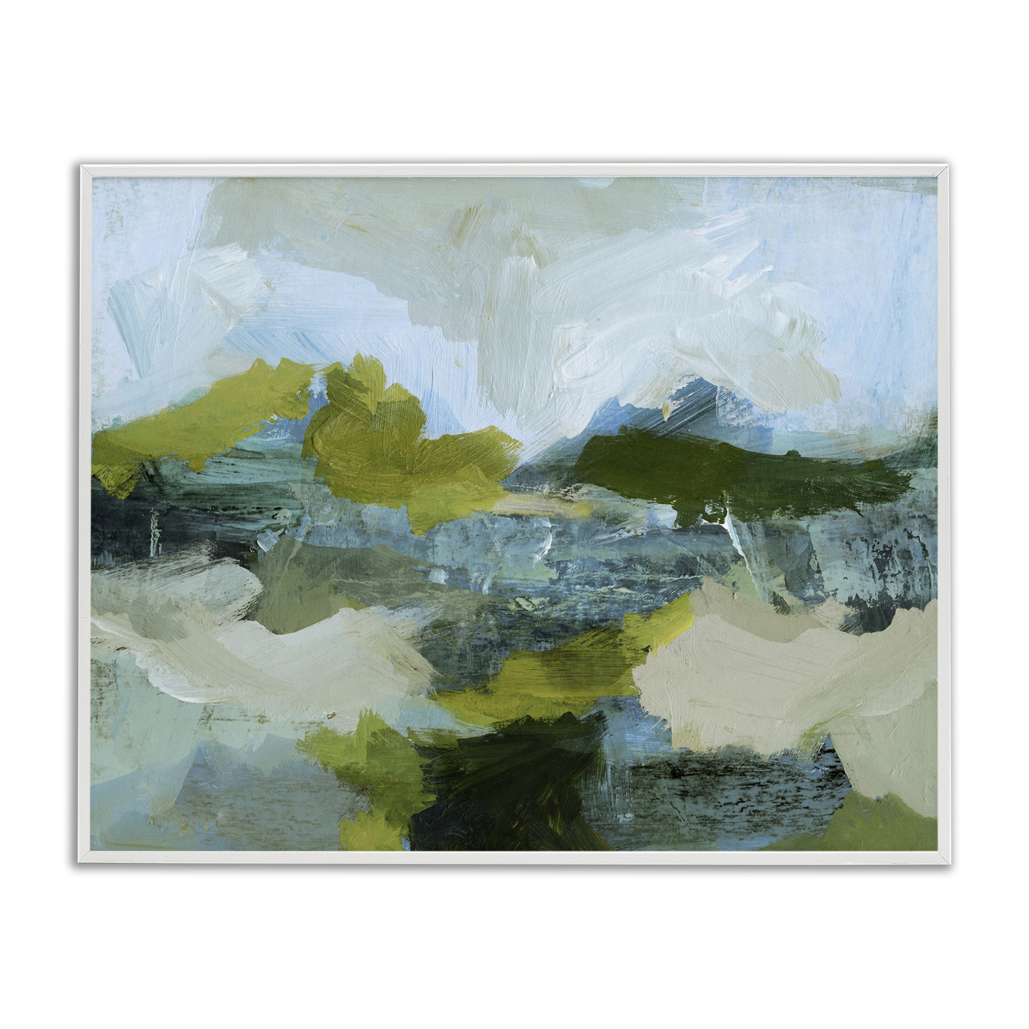 Stupell Industries Expressive Abstract Scenery Abstract Painting White Framed Art Print Wall Art, 14 x 11