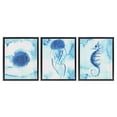 thumbnail image 1 of Stupell Industries Expressive Abstract Sea Creatures 3 Piece Black Framed Floater Canvas Set design by Camila Juncos, 21 x 17, 1 of 9