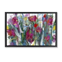 Stupell Industries Expressive Blooming Roses Black Framed Floater Canvas Wall Art design by Atelier Posters, 17 x 25