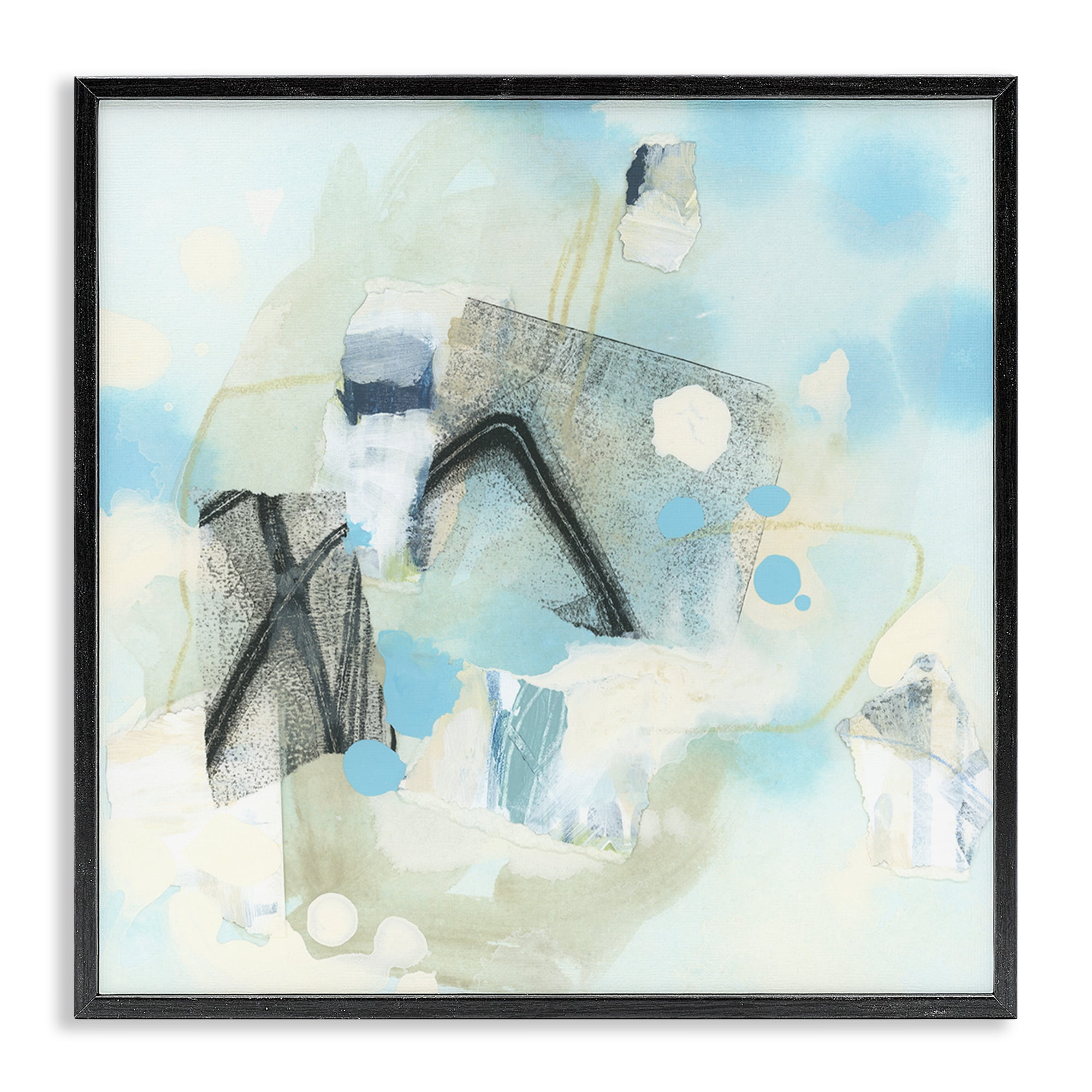 Stupell Industries Expressive Blue Abstraction Abstract Painting Black Framed Art Print Wall Art, 17 x 17