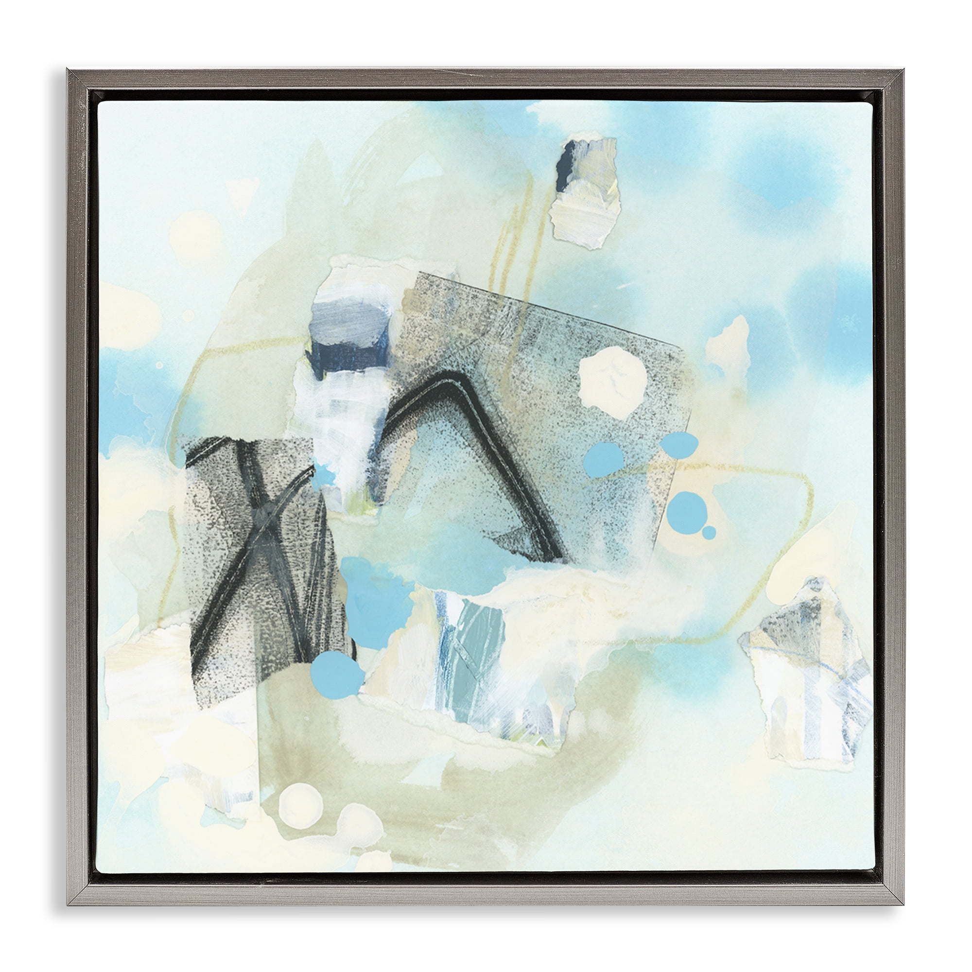 Stupell Industries Expressive Blue Abstraction Abstract Painting Gray Floater Framed Canvas Art Print Wall Art, 25 x 25