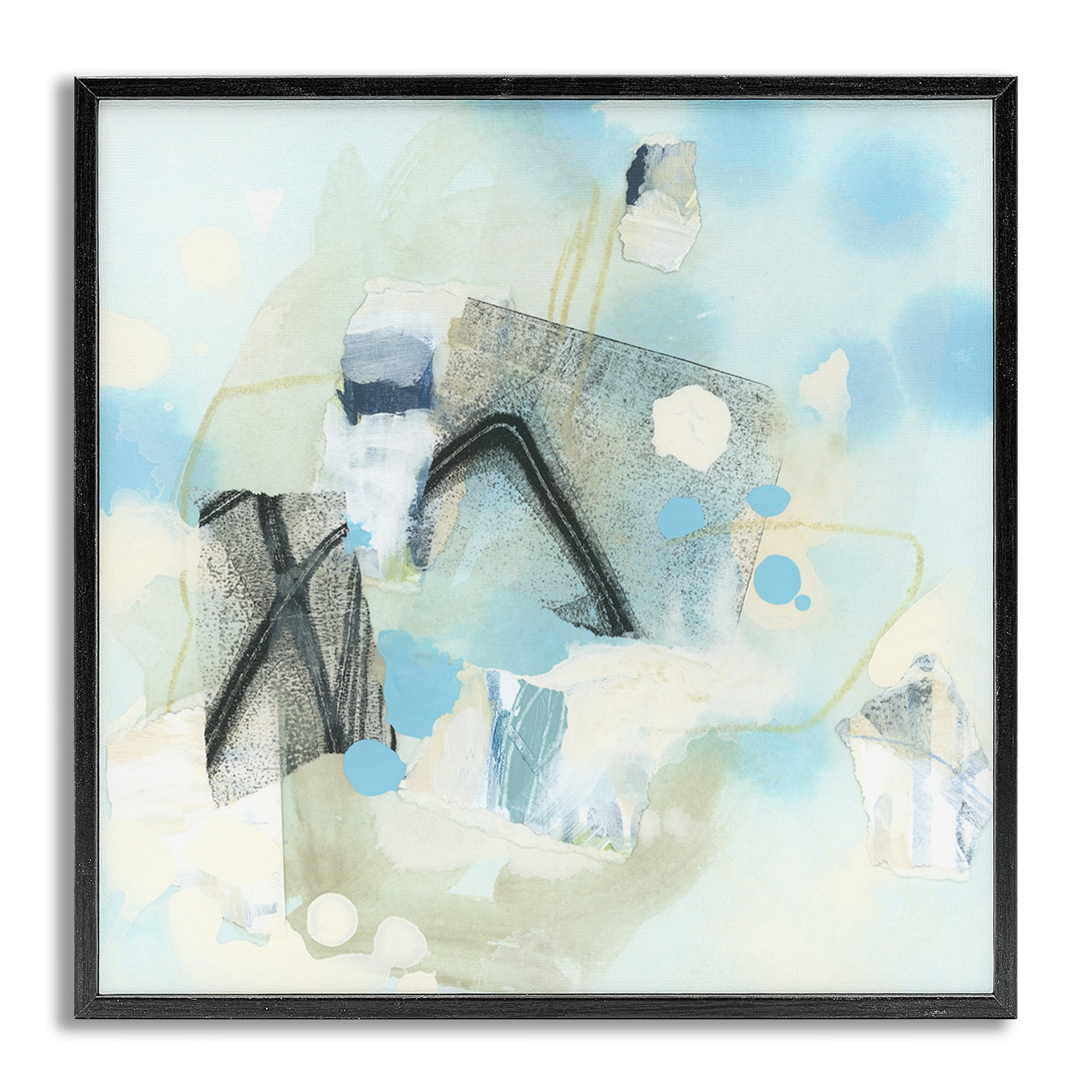 Stupell Industries Expressive Blue Abstraction Abstract Painting Gray Framed Art Print Wall Art, 24 x 24