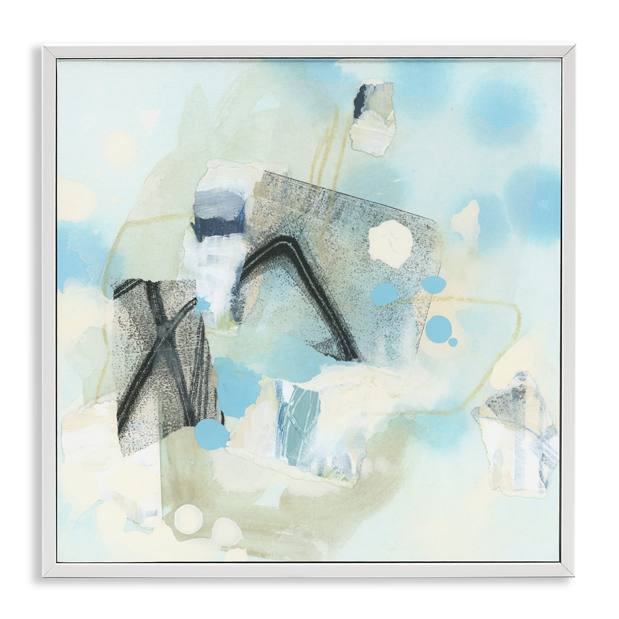 Stupell Industries Expressive Blue Abstraction Abstract Painting White Framed Art Print Wall Art, 12 x 12