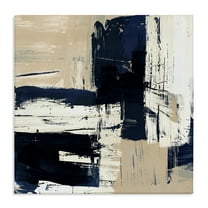 Stupell Industries Expressive Blue Tan Shapes Abstract Painting Gallery Wrapped Canvas Art Print Wall Art, 17 x 17