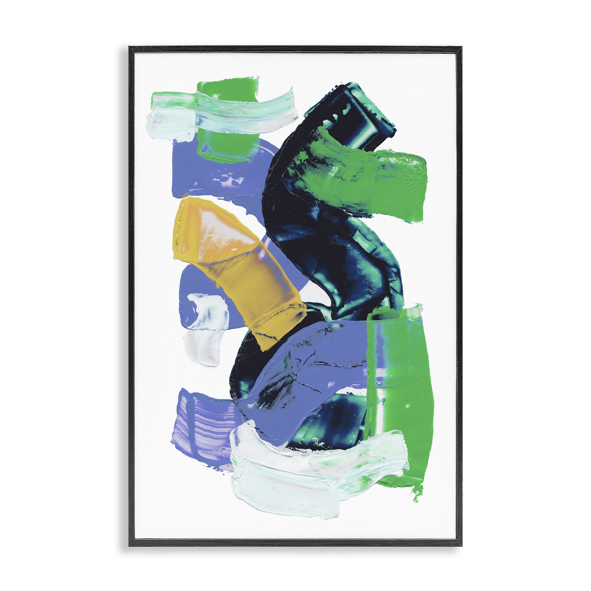 Stupell Industries Expressive Bold Brush Strokes Abstract Painting Black Framed Art Print Wall Art, 16 x 24