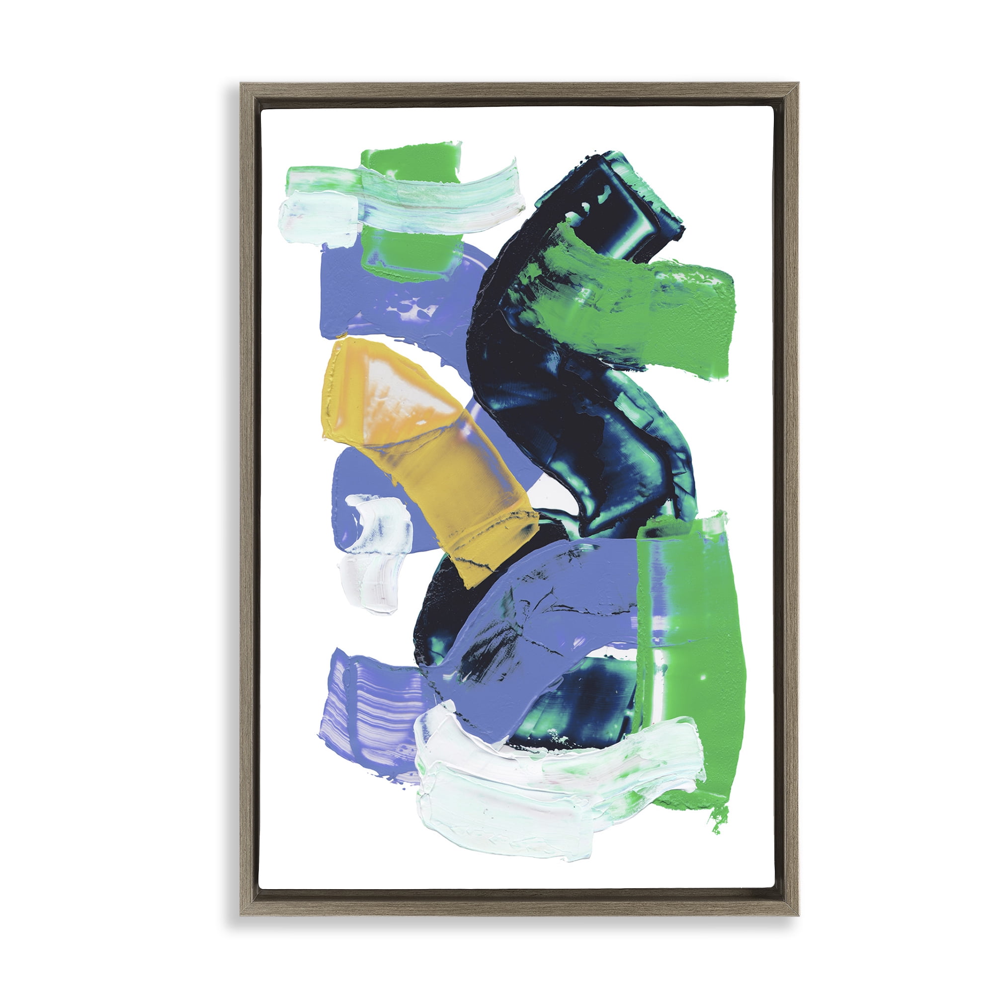 Stupell Industries Expressive Bold Brush Strokes Abstract Painting Brown Floater Framed Canvas Art Print Wall Art, 21 x 31