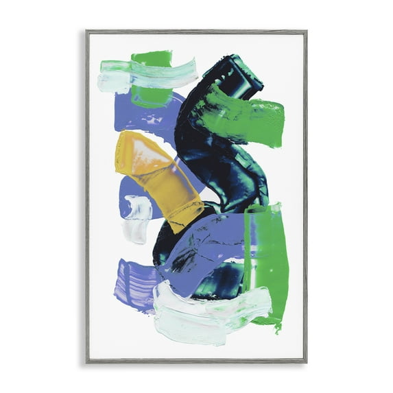 Stupell Industries Expressive Bold Brush Strokes Abstract Painting Gray Framed Art Print Wall Art, 16 x 24