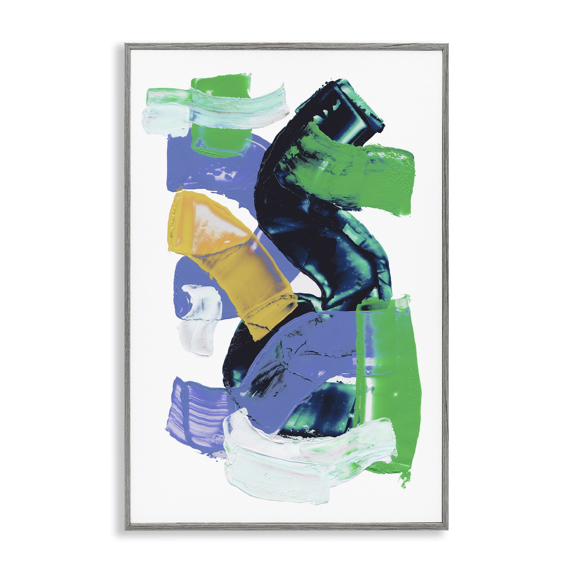 Stupell Industries Expressive Bold Brush Strokes Abstract Painting Gray Framed Art Print Wall Art, 20 x 30