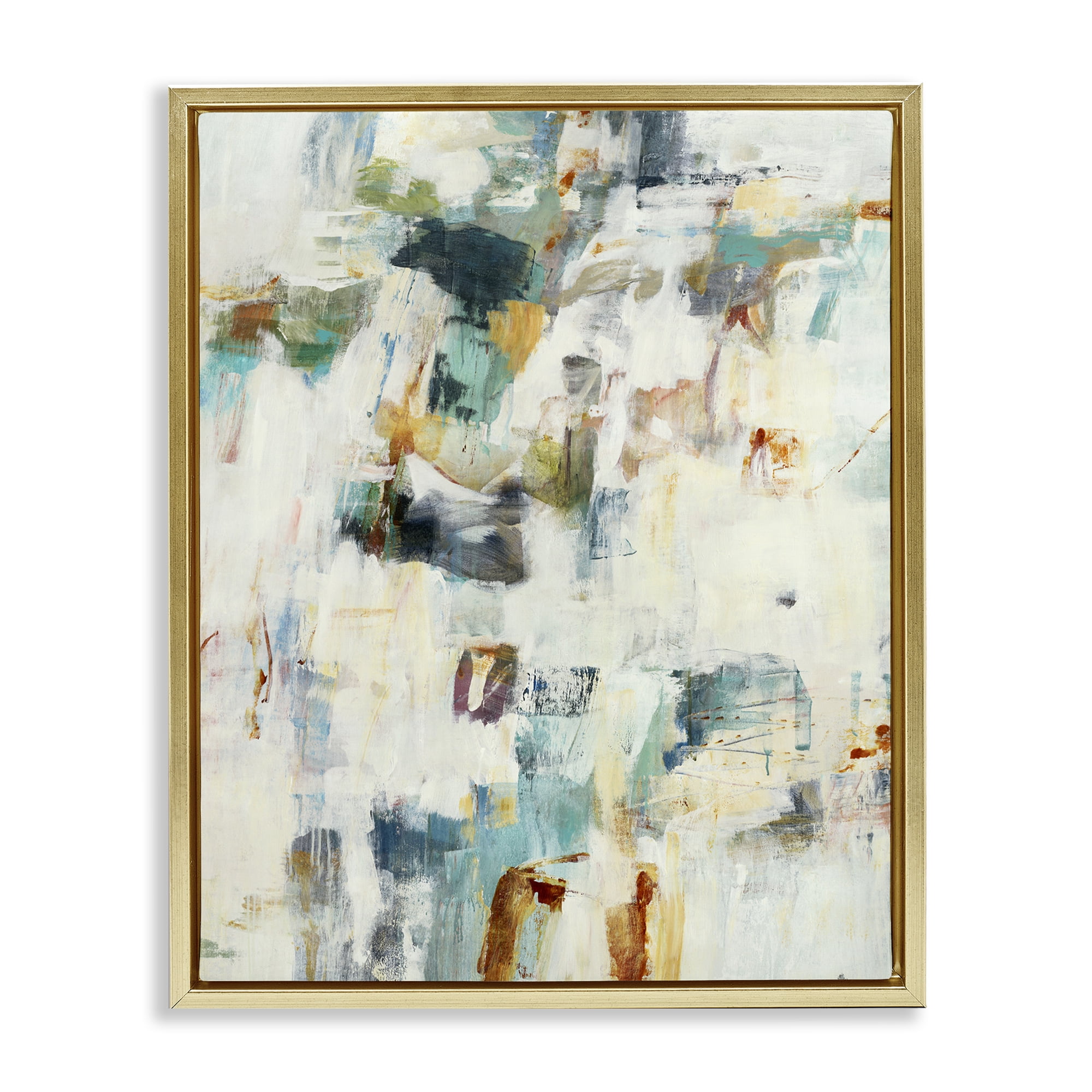 Stupell Industries Expressive Chaos Layers Gold Framed Floater Canvas Wall Art, design by Lisa Ridgers