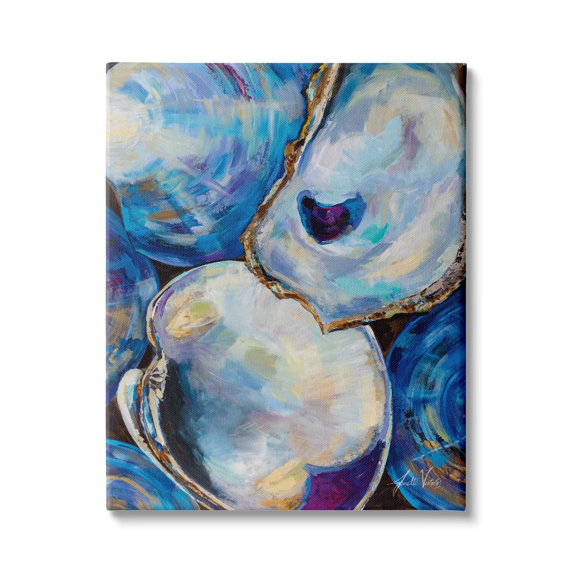 Expressive Coastal Blue and White Abstract Canvas Wall Art, 30 x 40