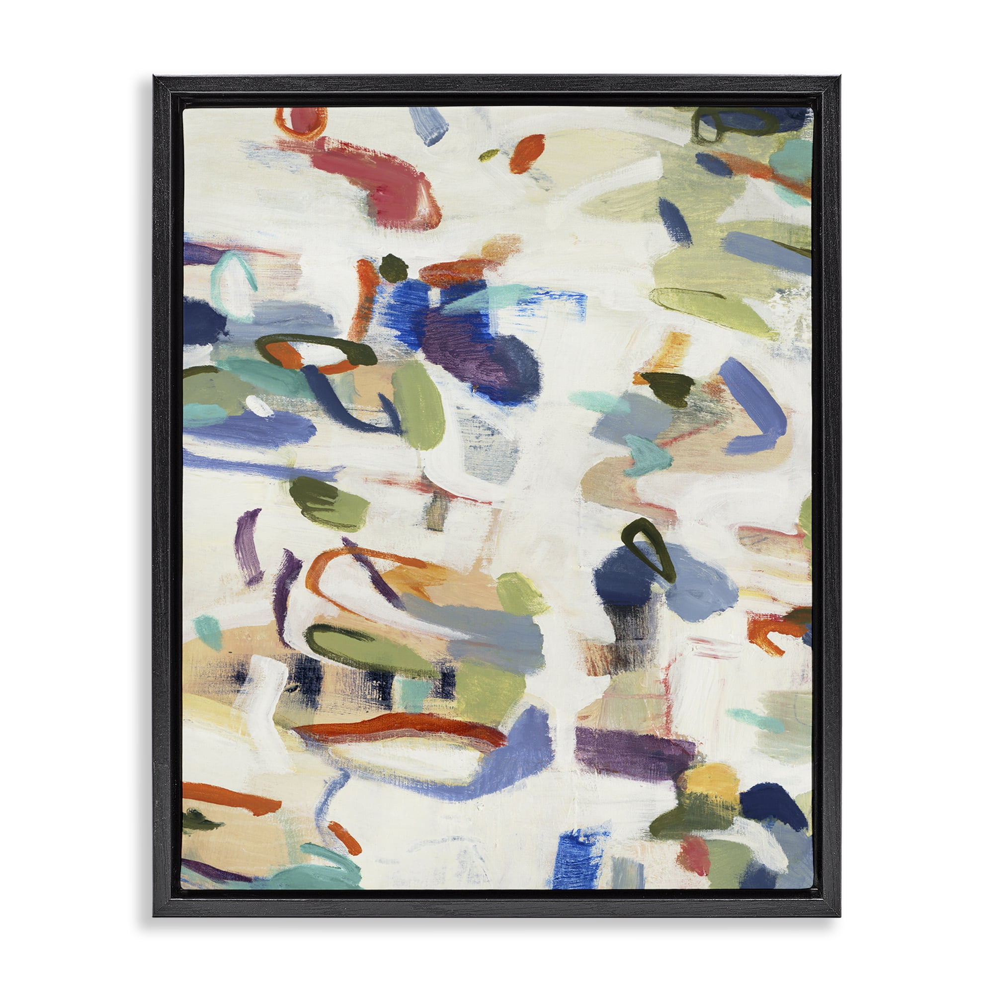 Stupell Industries Expressive Composition Brushstrokes Black Framed Floater Canvas Wall Art, design by Lisa Ridgers