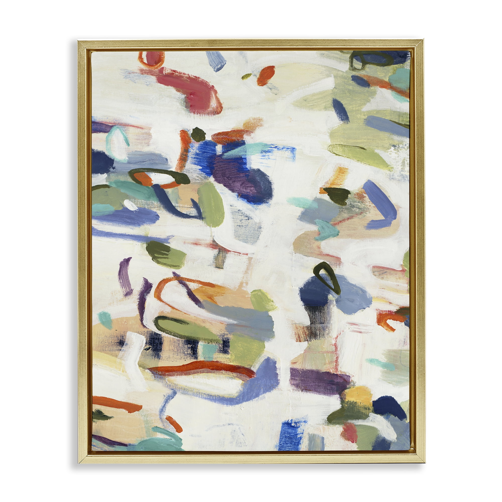 Stupell Industries Expressive Composition Brushstrokes Gold Framed Floater Canvas Wall Art, design by Lisa Ridgers