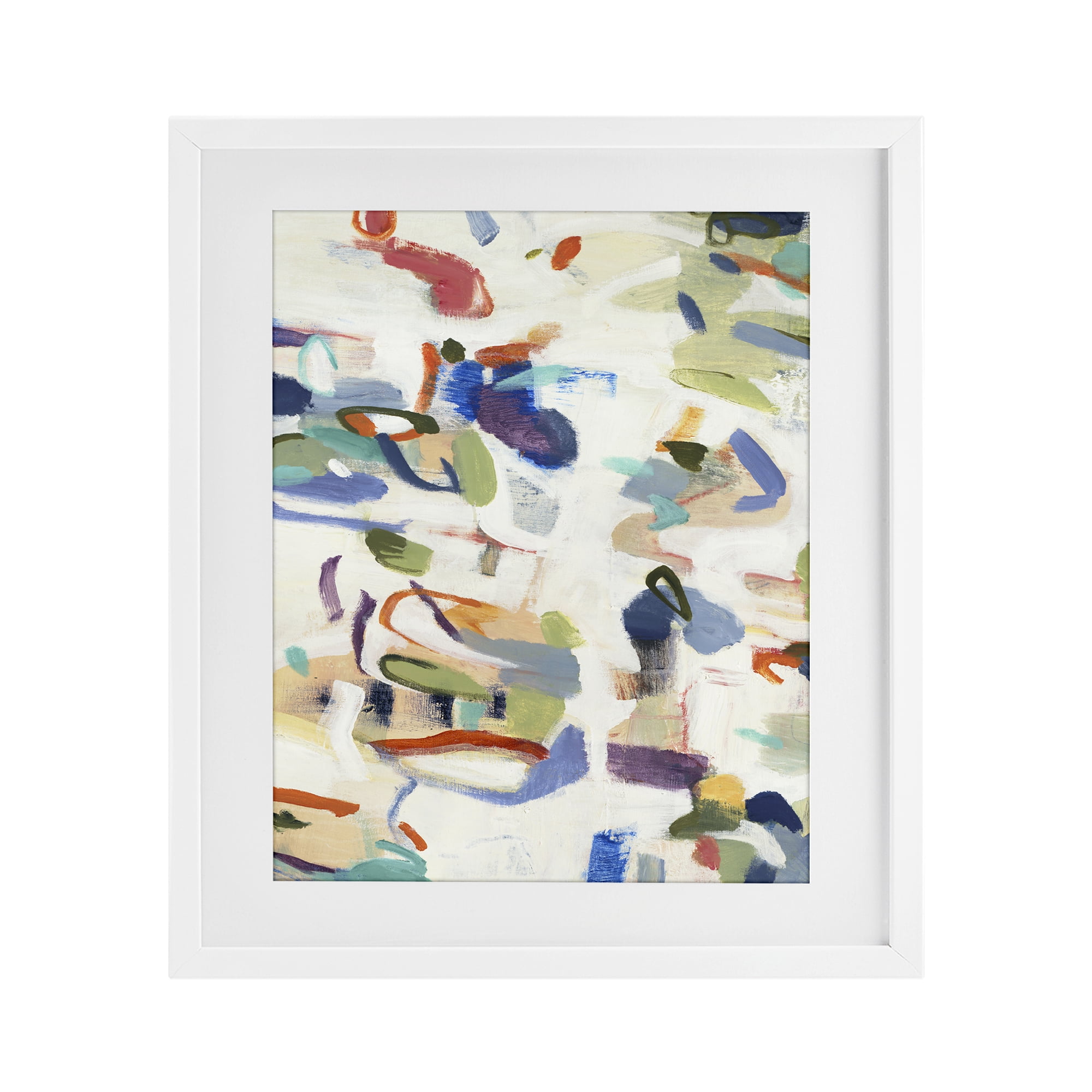 Stupell Industries Expressive Composition Brushstrokes White Framed Print Under Glass, design by Lisa Ridgers