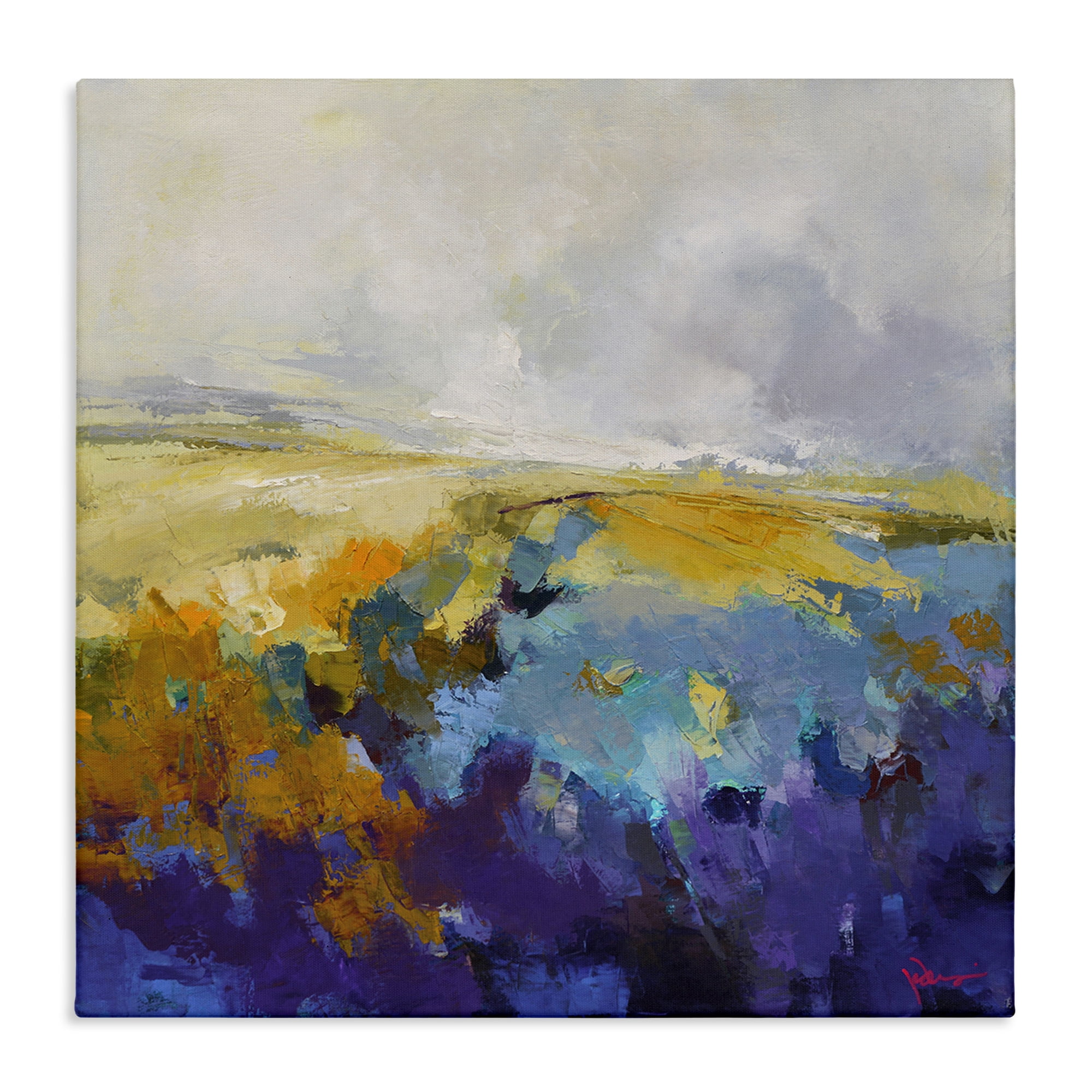 Stupell Industries Expressive Country Field Landscape Painting Gallery Wrapped Canvas Art Print Wall Art, 17 x 17