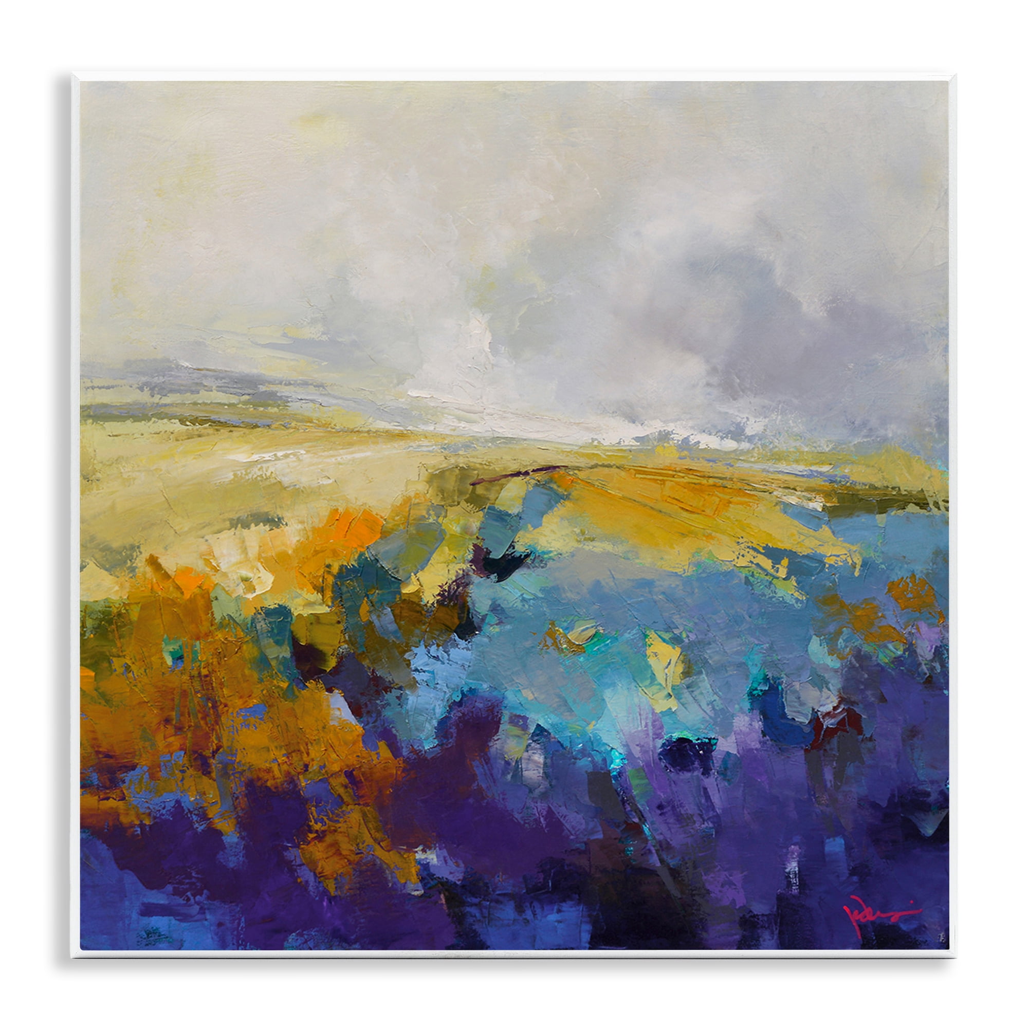 Stupell Industries Expressive Country Field Landscape Painting Unframed Art Print Wall Art, 12 x 12