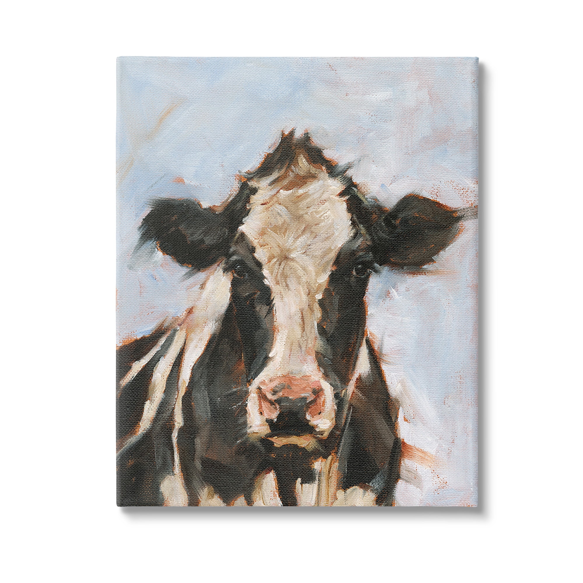 Stupell Industries Expressive Cow Portrait Animals & Insects Painting Gallery Wrapped Canvas Art Print Wall Art, 30 x 40