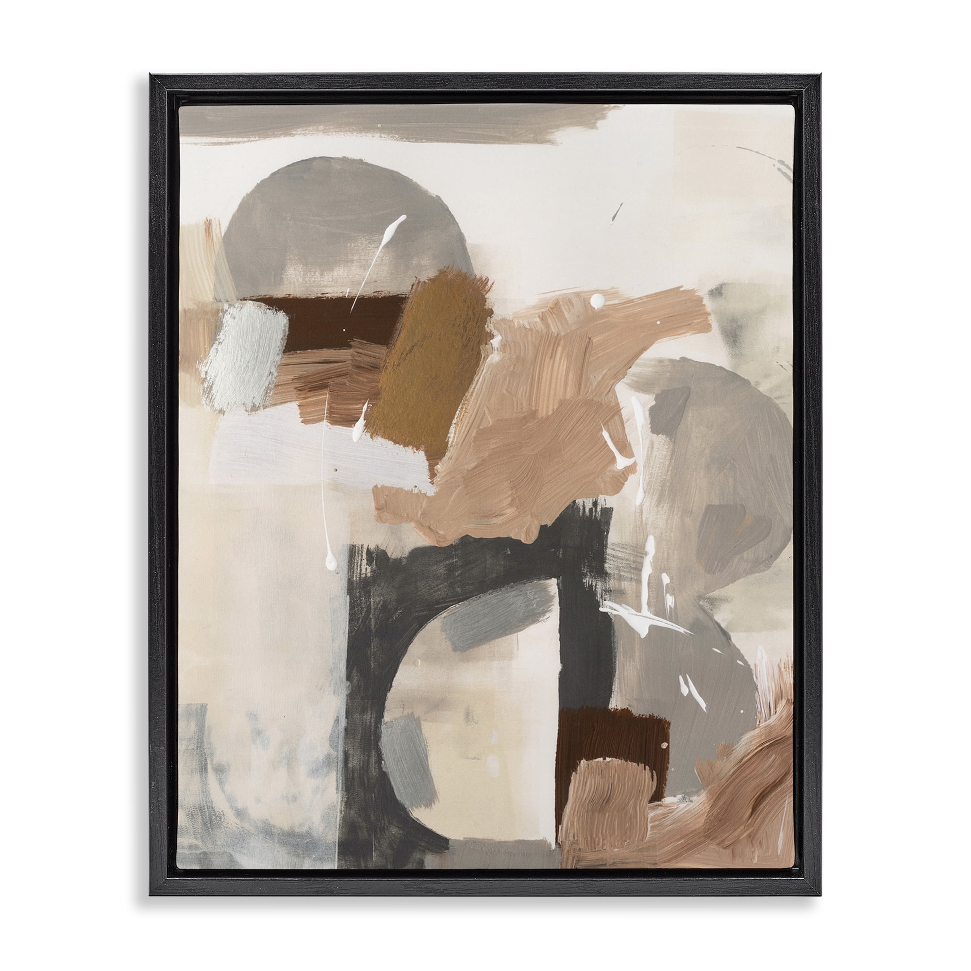 Stupell Industries Expressive Desert Abstract Abstract Painting Black Floater Framed Canvas Art Print Wall Art, 17 x 21