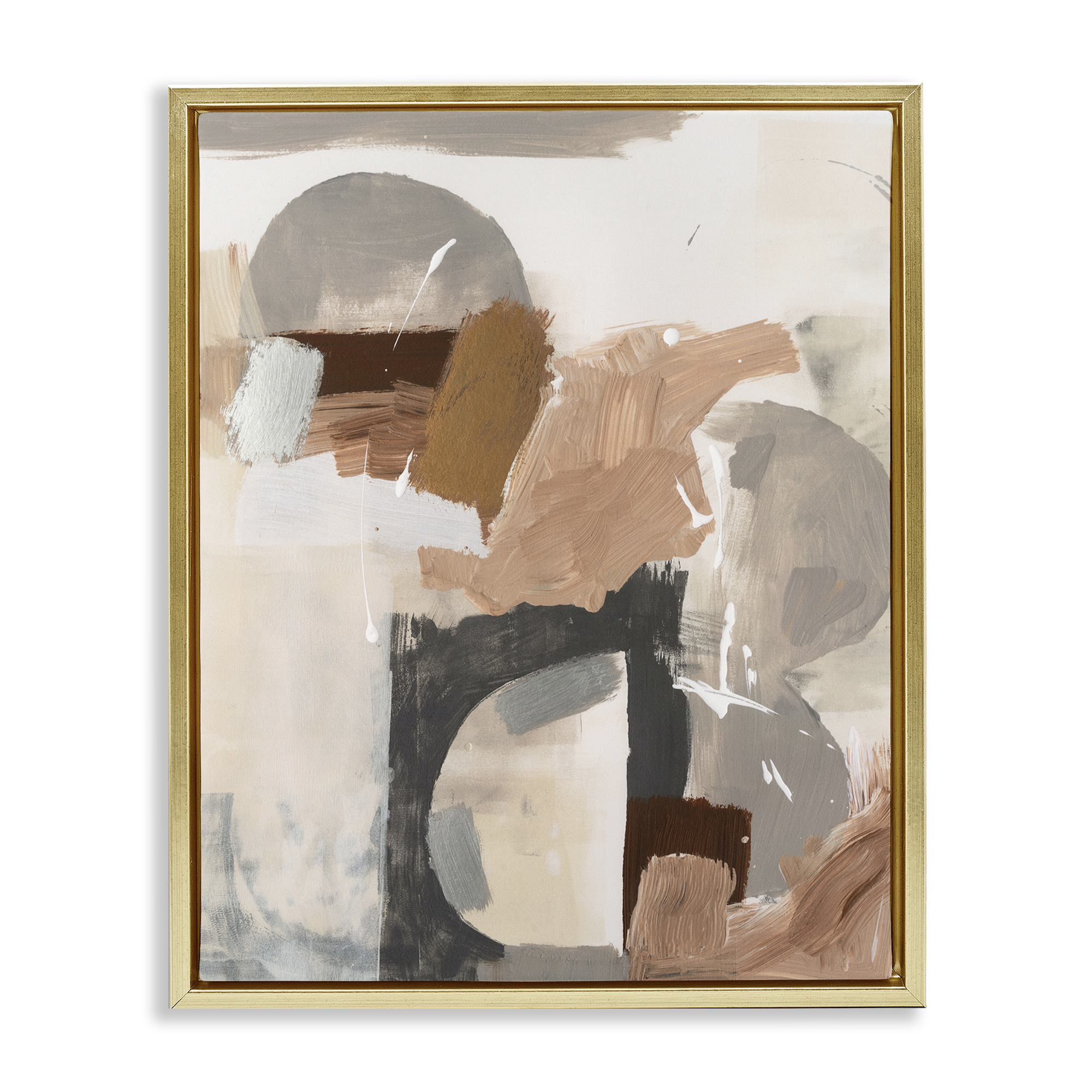 Stupell Industries Expressive Desert Abstract Abstract Painting Gold Floater Framed Canvas Art Print Wall Art, 17 x 21