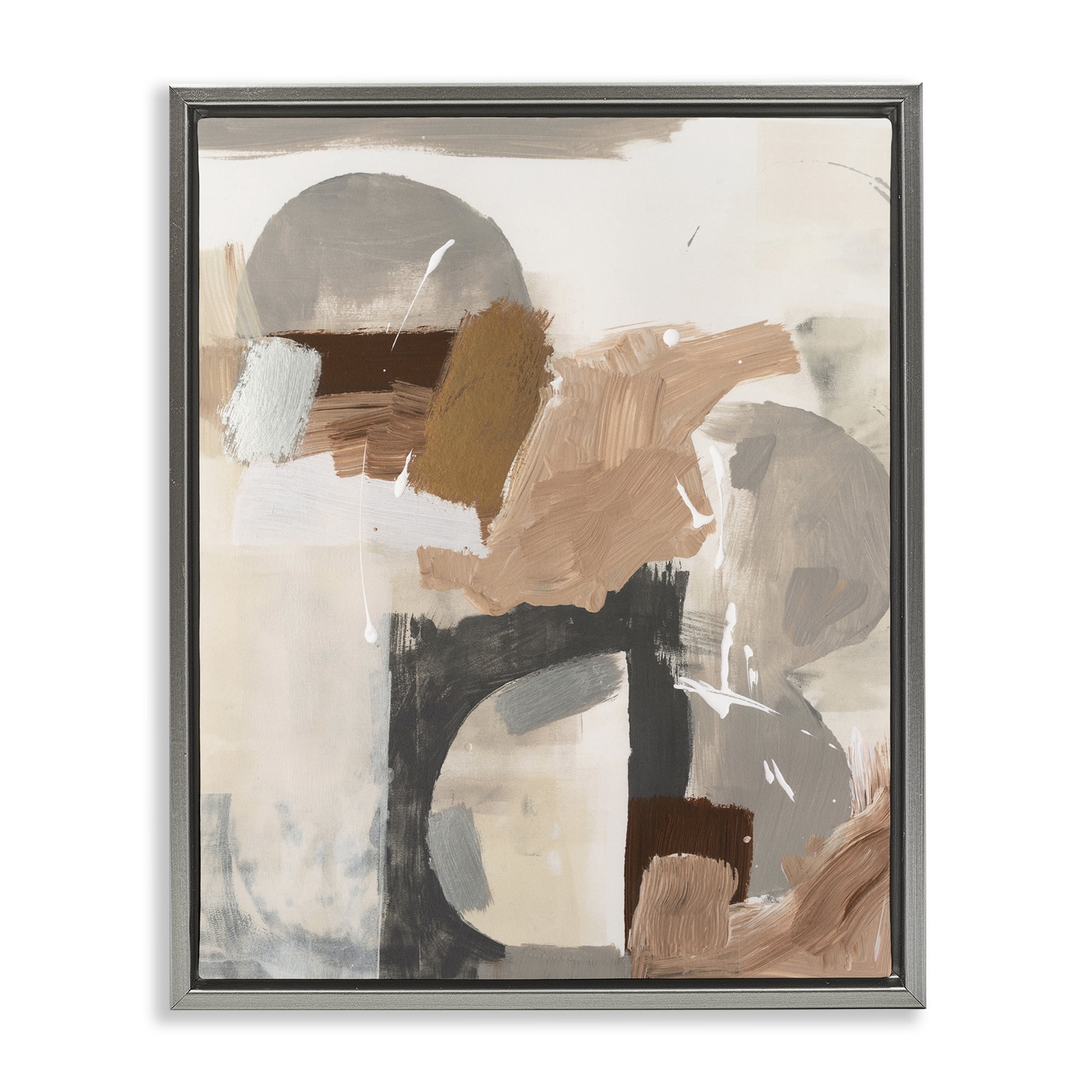 Stupell Industries Expressive Desert Abstract Abstract Painting Gray Floater Framed Canvas Art Print Wall Art, 25 x 31