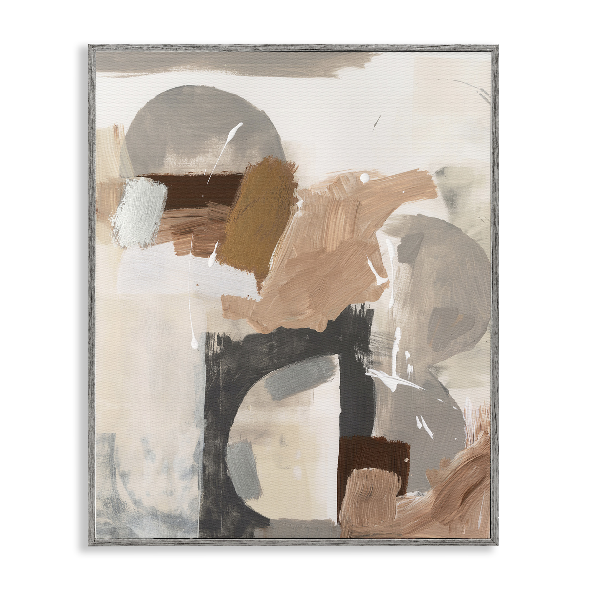 Stupell Industries Expressive Desert Abstract Abstract Painting Gray Framed Art Print Wall Art, 11 x 14