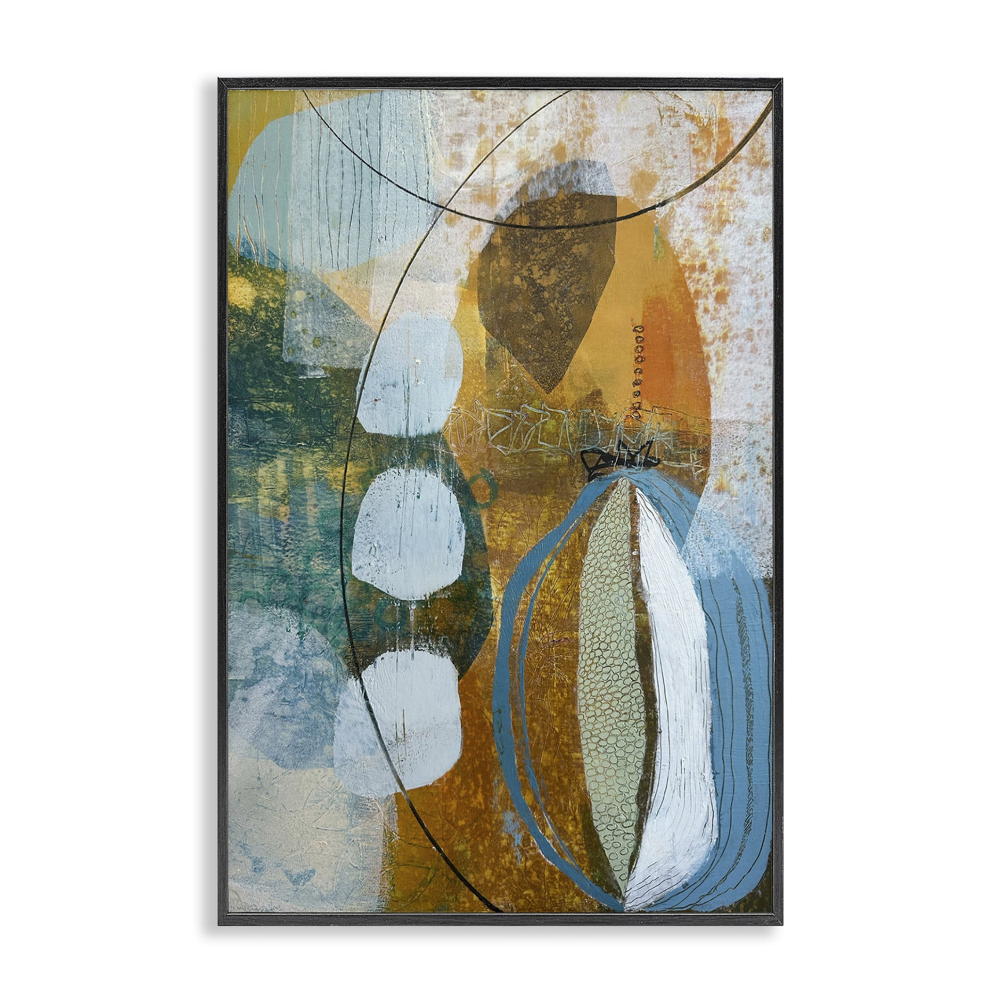 Stupell Industries Expressive Distressed Abstract Abstract Painting Black Framed Art Print Wall Art, 20 x 30