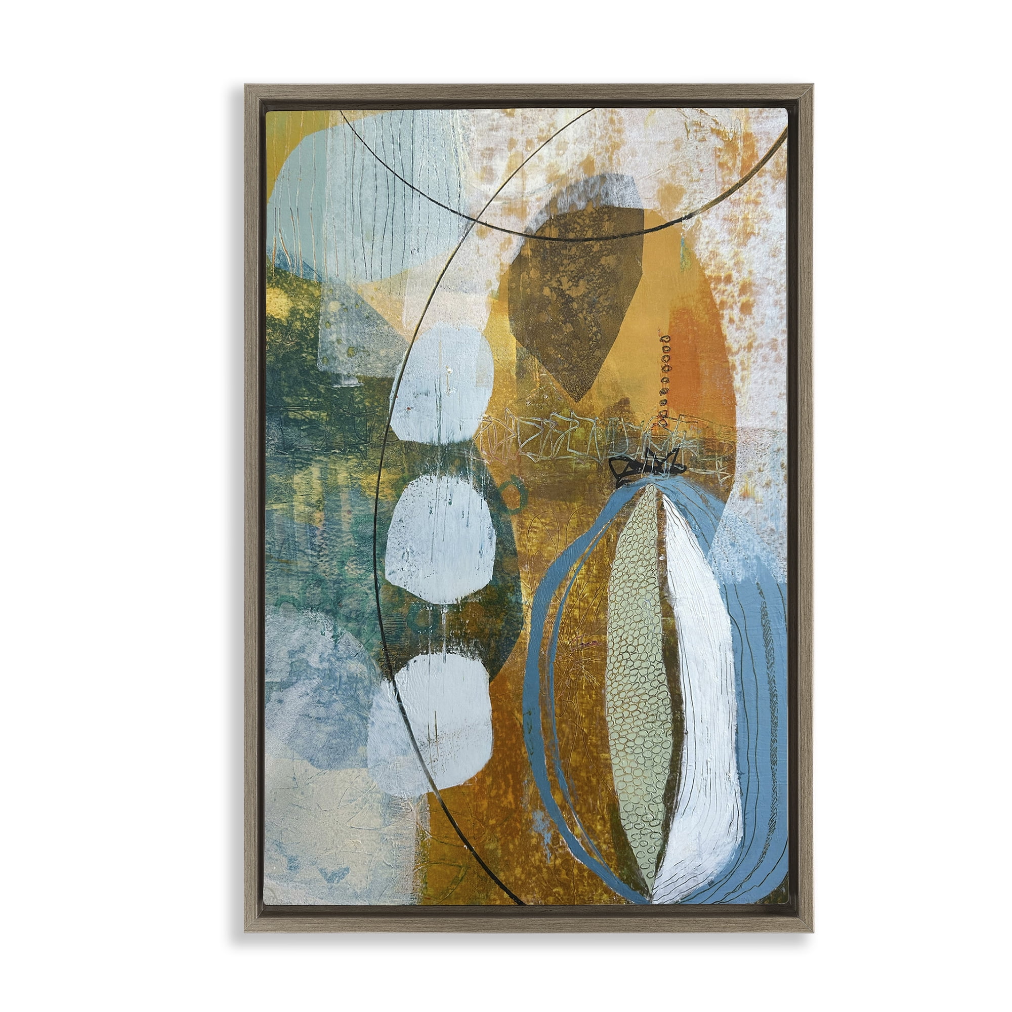 Stupell Industries Expressive Distressed Abstract Abstract Painting Brown Floater Framed Canvas Art Print Wall Art, 17 x 25