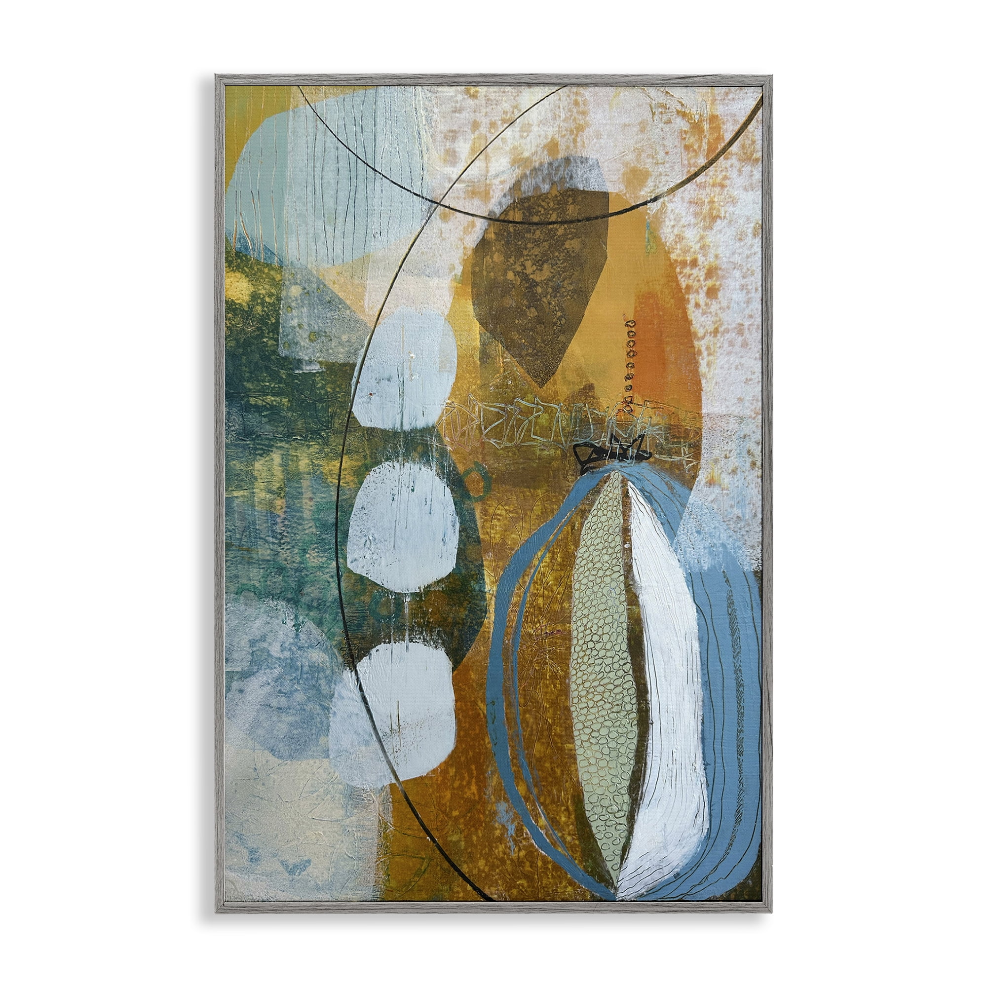 Stupell Industries Expressive Distressed Abstract Abstract Painting Gray Framed Art Print Wall Art, 20 x 30