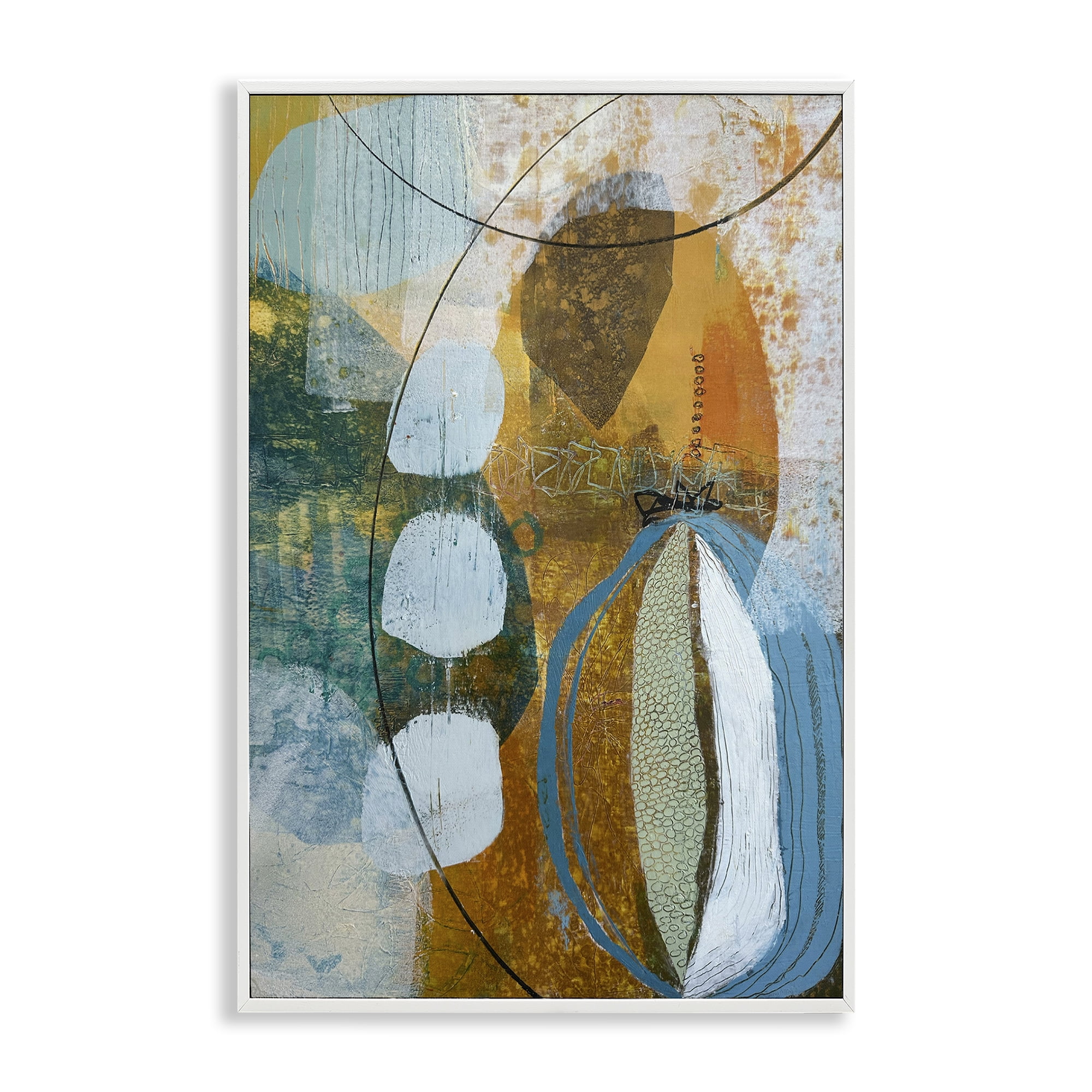 Stupell Industries Expressive Distressed Abstract Abstract Painting White Framed Art Print Wall Art, 12 x 18