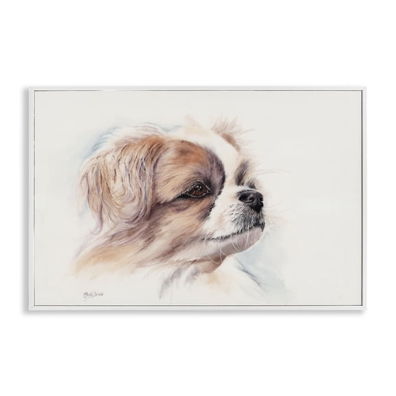 Expressive Dog Face Portrait White Framed Giclee Art, 18 x 12, Made In USA