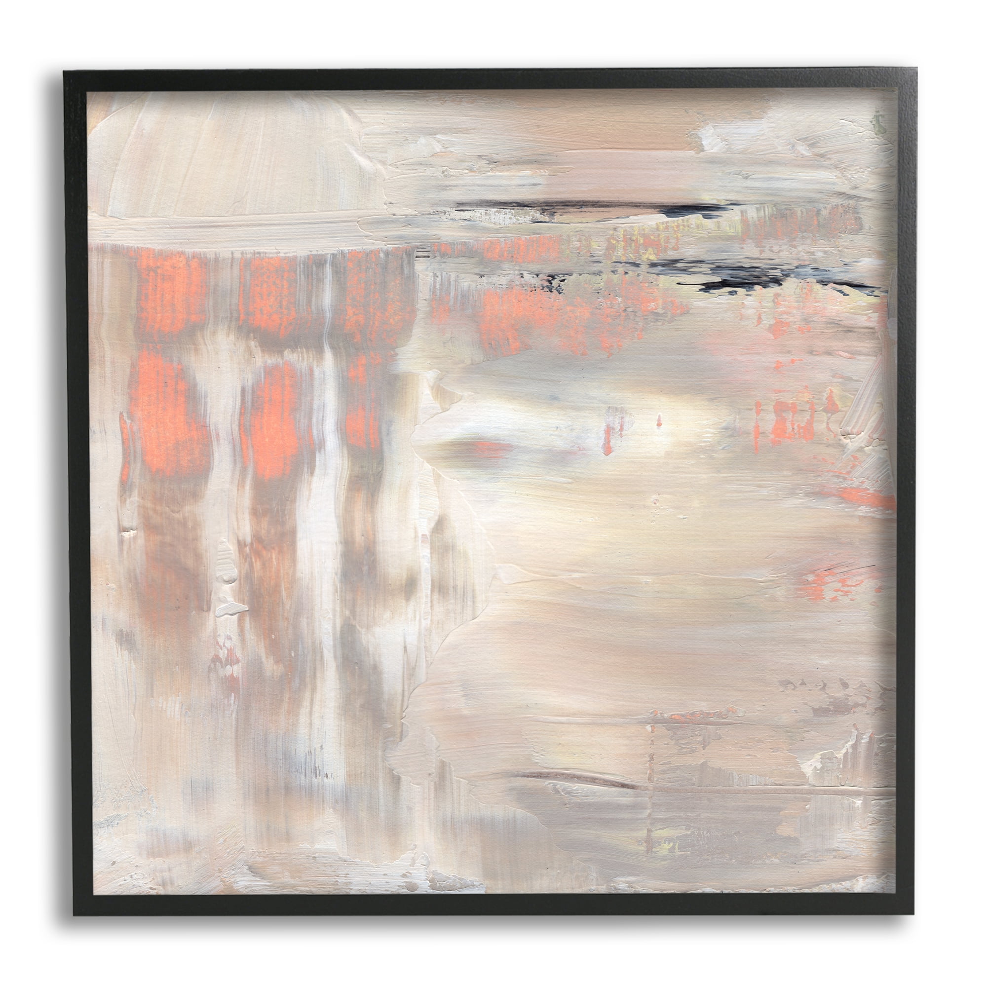 Stupell Industries Expressive Dusk Reflection Abstract Soft Warm Earth Tones Abstract Painting Black Framed Art Print Wall Art, 24 x 24