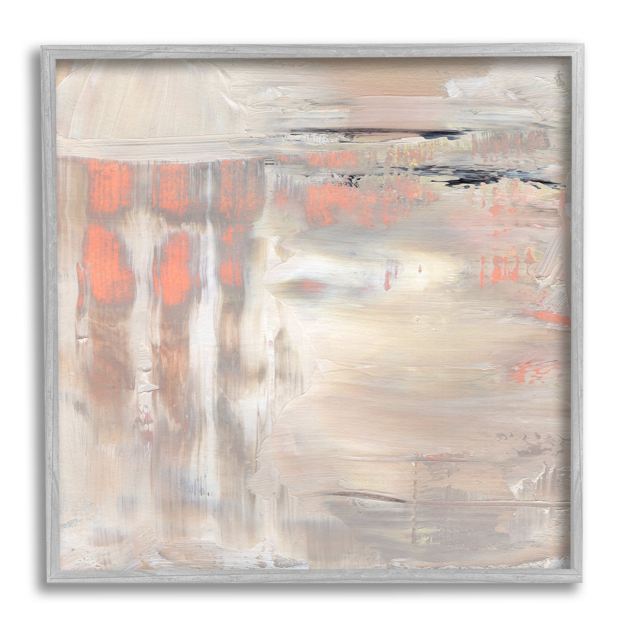 Stupell Industries Expressive Dusk Reflection Abstract Soft Warm Earth Tones Abstract Painting Gray Framed Art Print Wall Art, 24 x 24