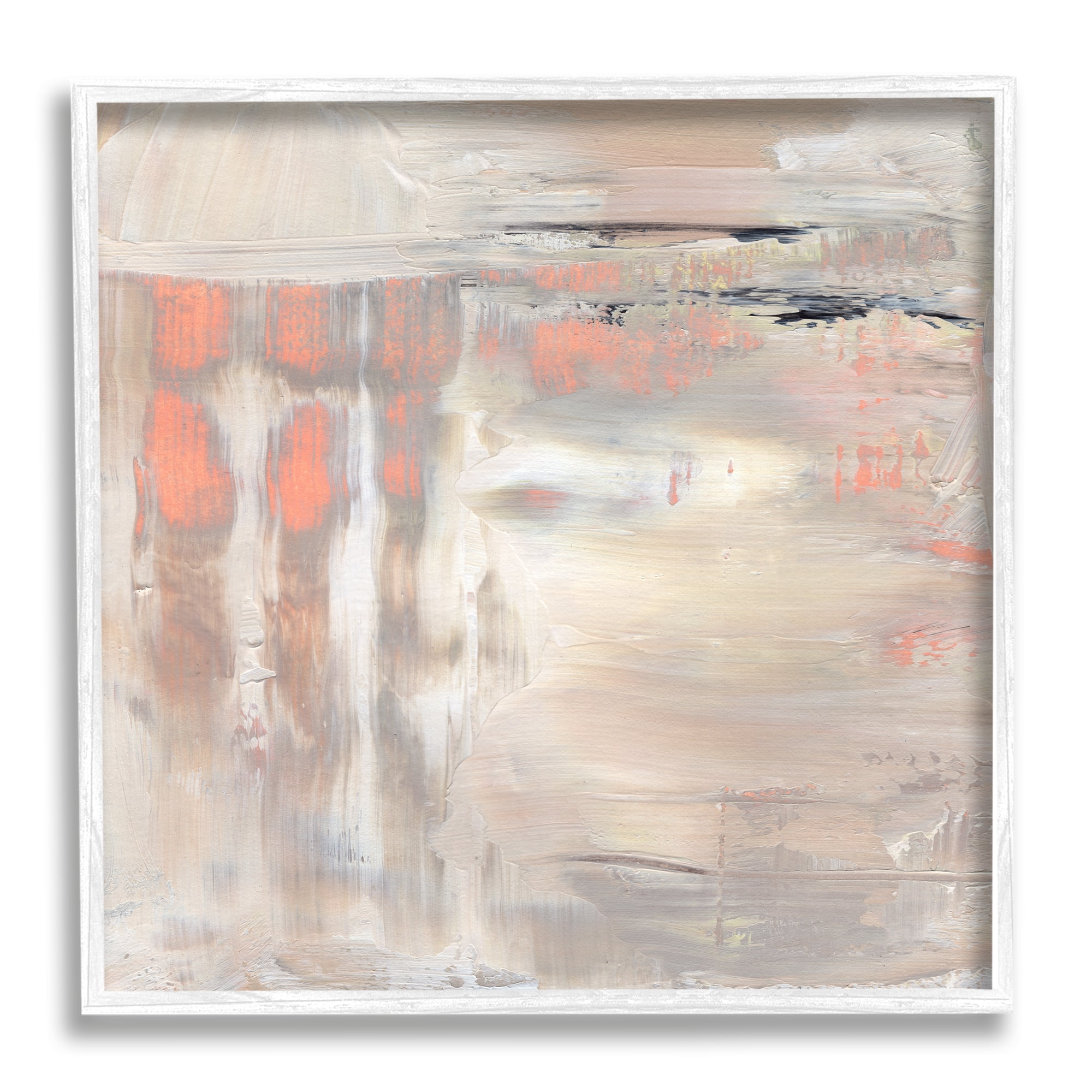 Stupell Industries Expressive Dusk Reflection Abstract Soft Warm Earth Tones Abstract Painting White Framed Art Print Wall Art, 12 x 12