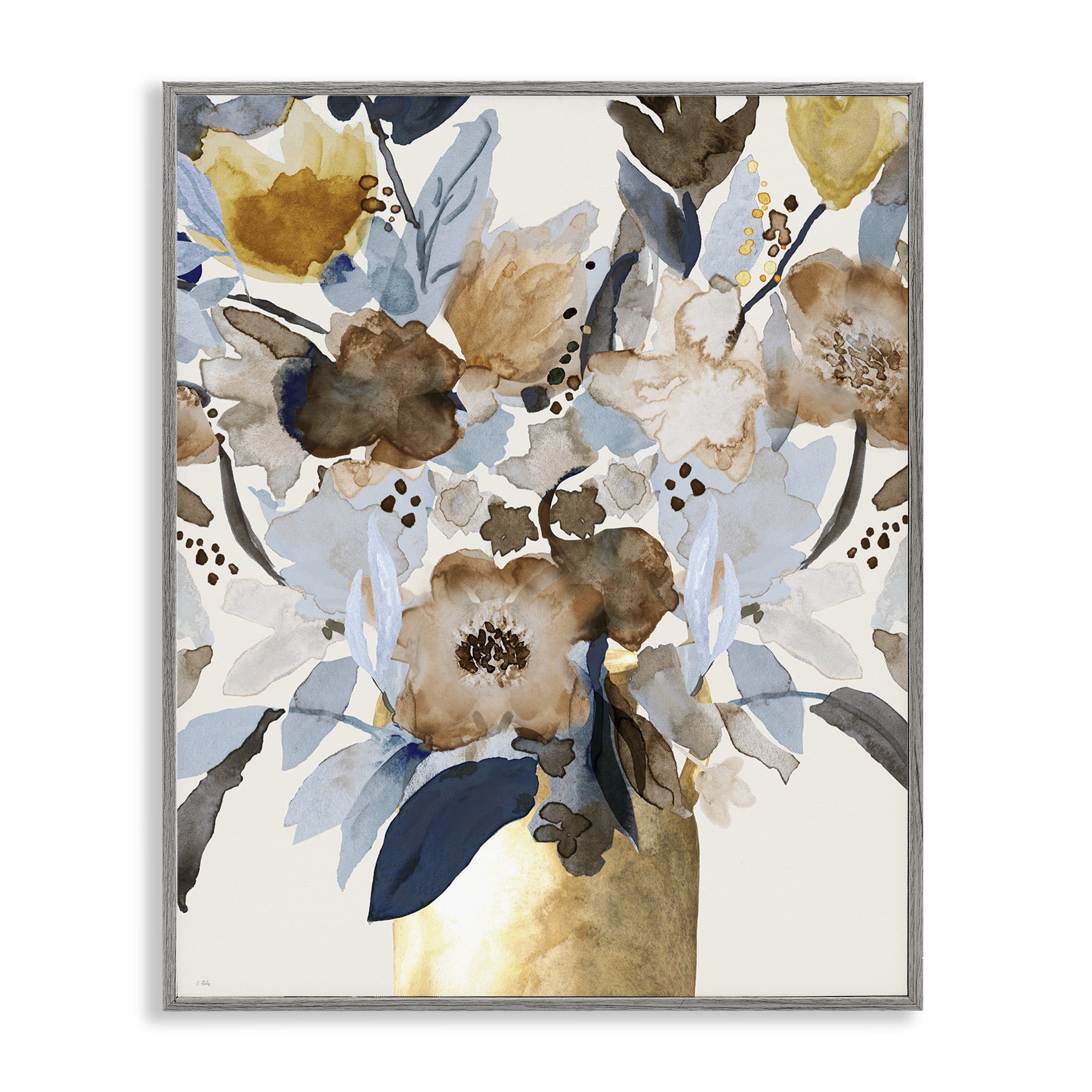 Stupell Industries Expressive Earthy Blossoms Gray Framed Giclee Art, design by Val Rhodes